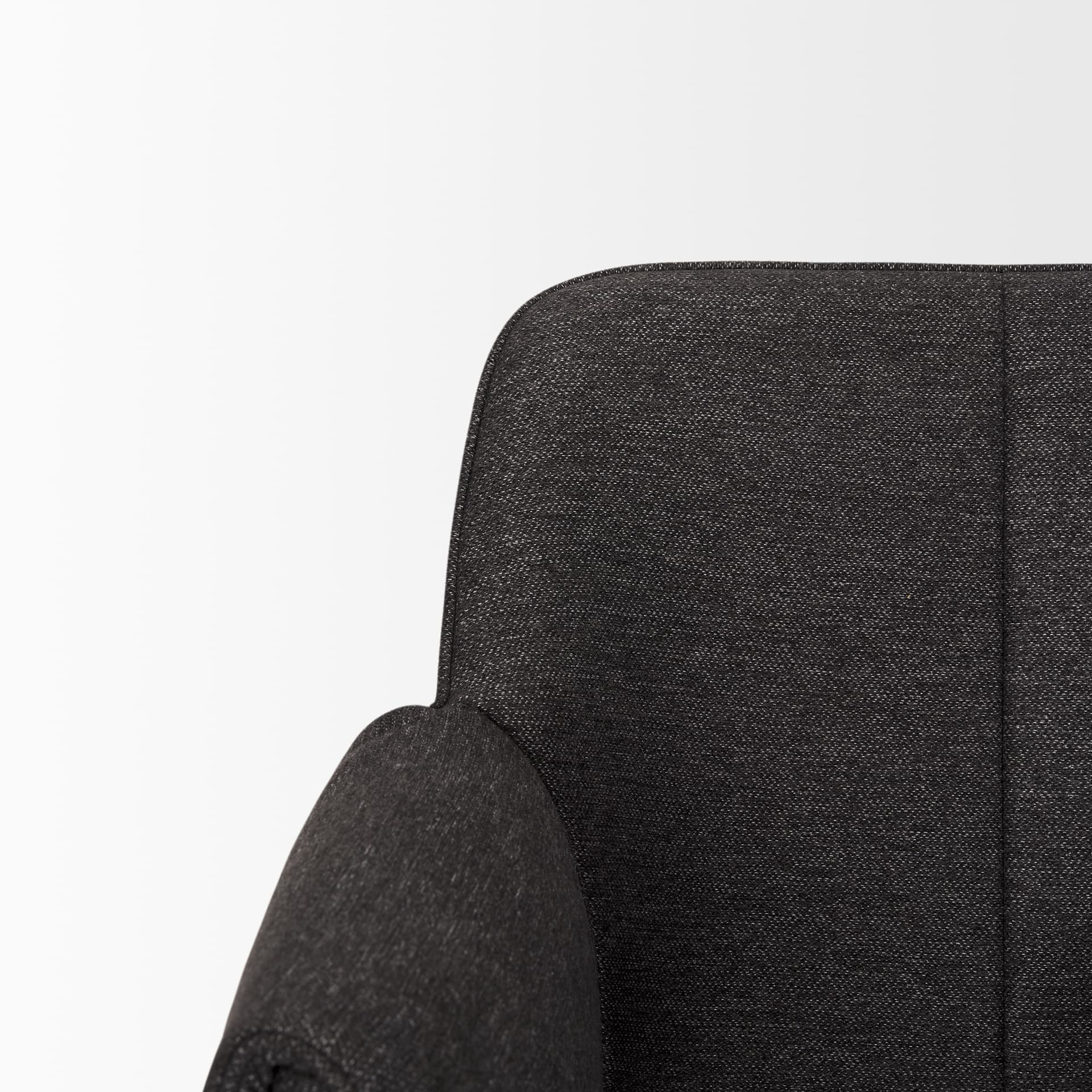 Brently Curved Back Dining Arm Chair | Gray Fabric w/ Metal — product photograph