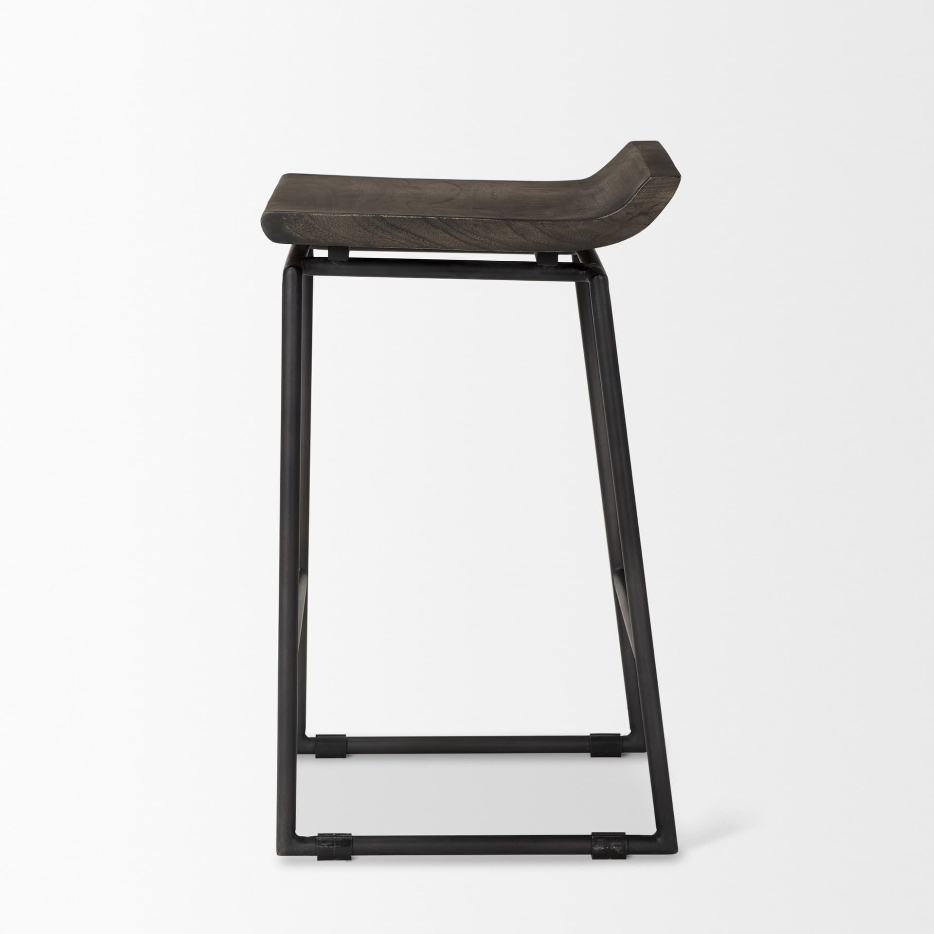 Givens Low Back 26in Seat Counter Stool | Black Wood w/ Black Metal — product photograph