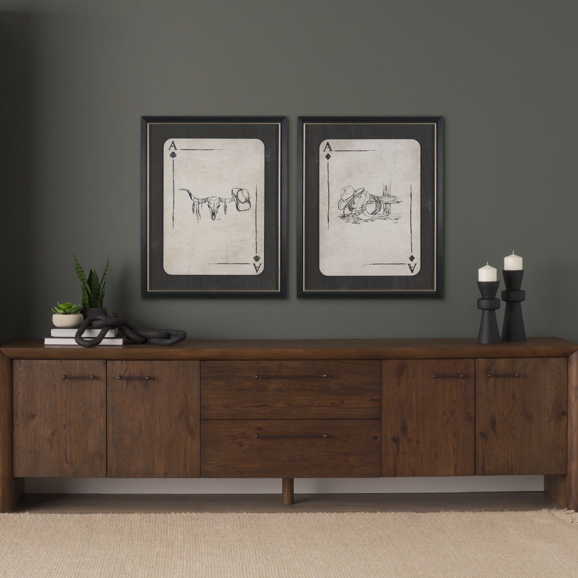 Aces Wild IV by Mercana Studio Textured Framed Artwork Matted under Glass — in a styled room