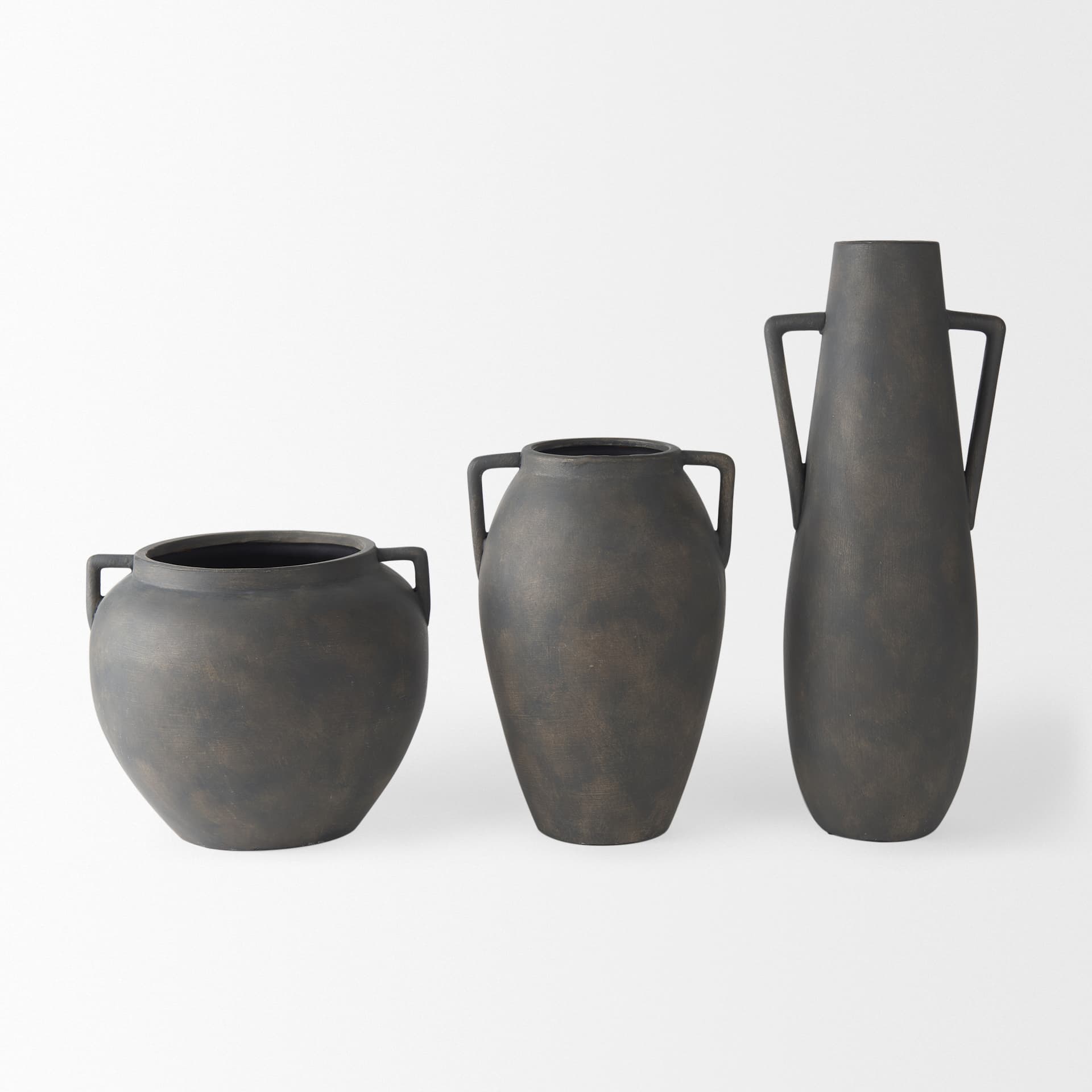 Kilian Short Brown-Gray Double Ear Vase — product photograph