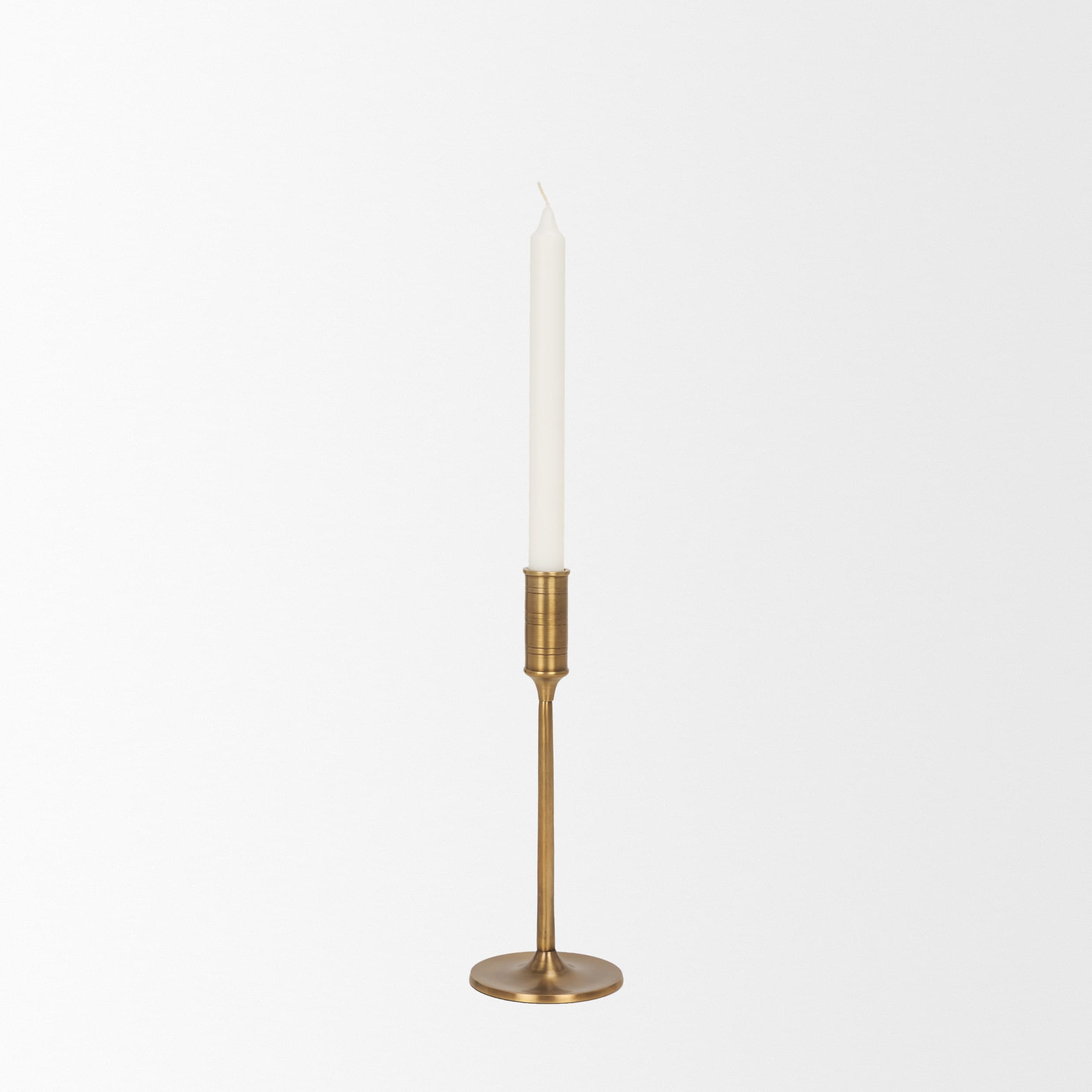 Chantria Small Solid Natural Brass Adjustable Taper Candle Holder — product photograph