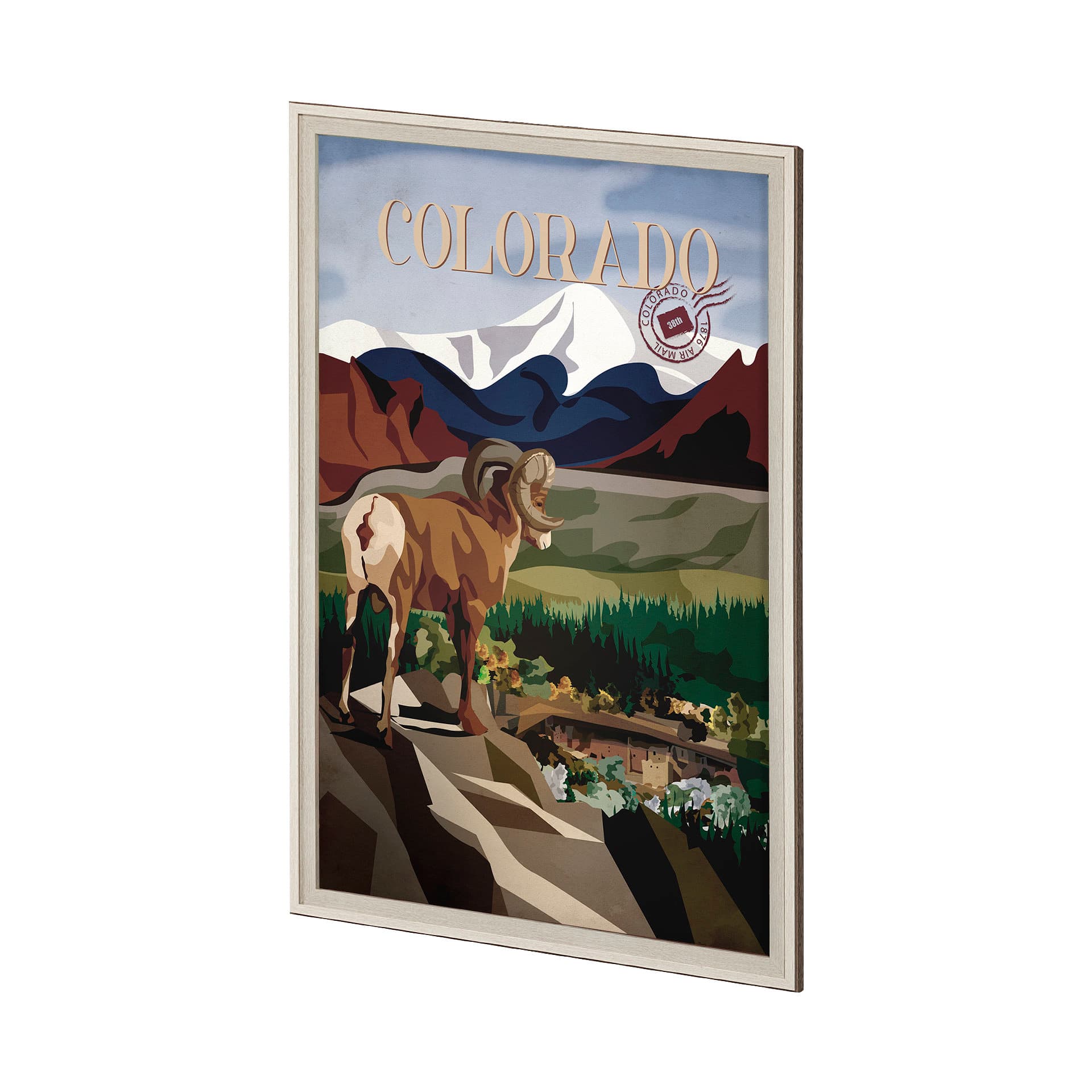 Colorado Go USA (XL) by Mercana Studio a Hand Embellished Decograph Framed Art Print under Glass — product photograph