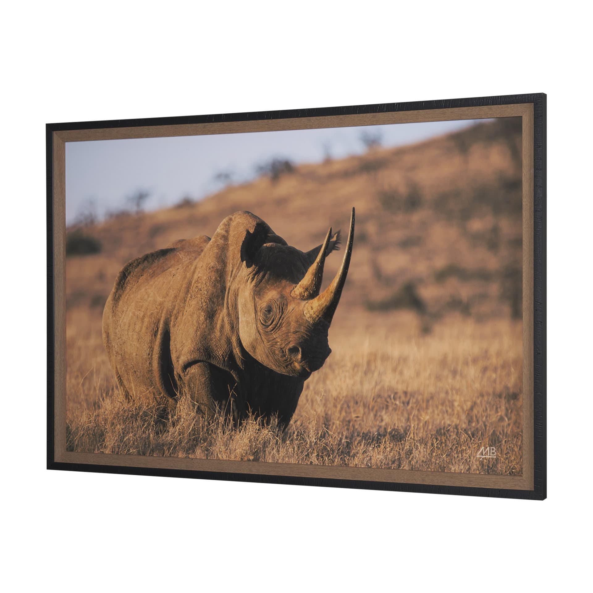 Kenyan Rhino by Max Blakesberg Studios a Hand Embellished Framed Photo Art Print Matted under Glass — product photograph
