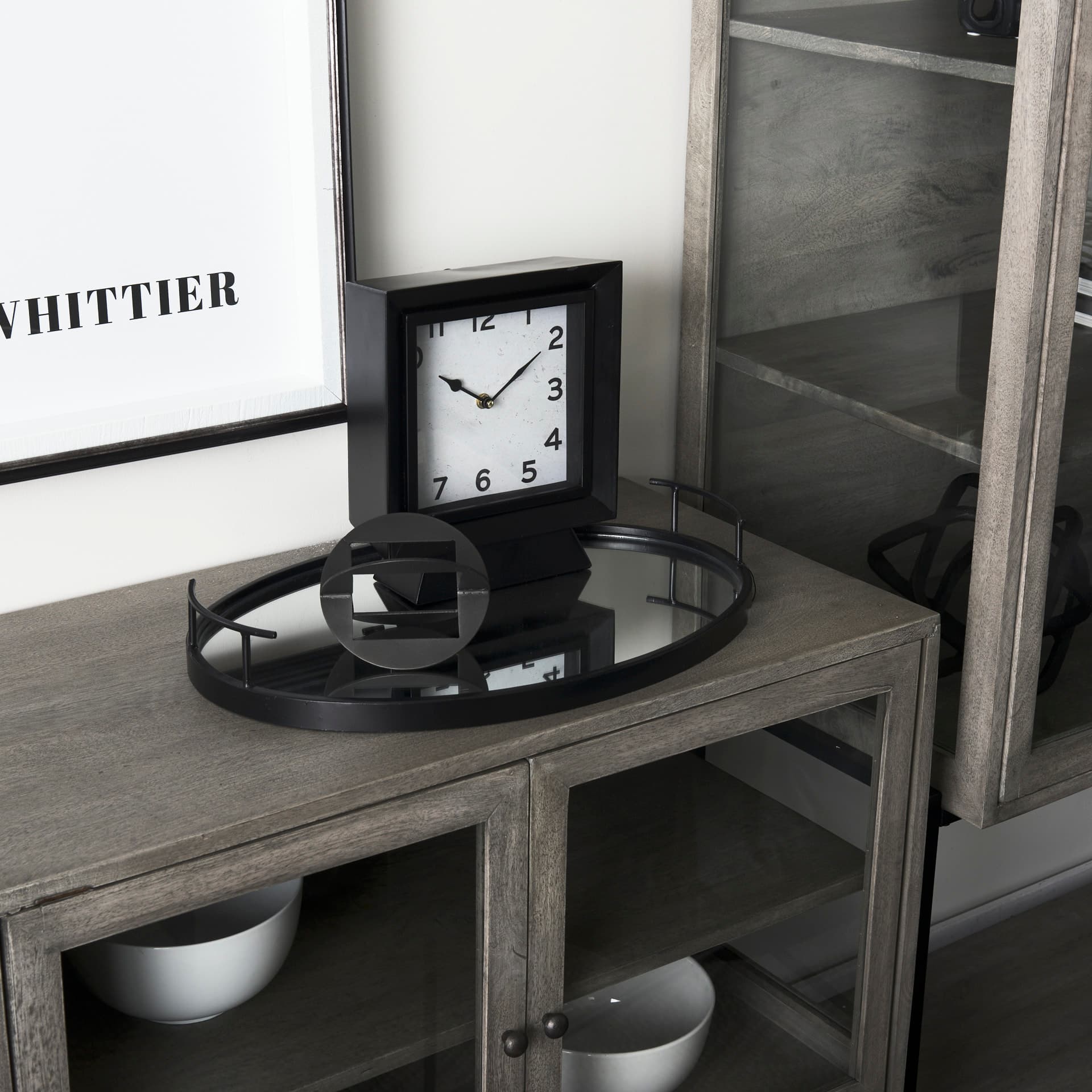 Ralph I Black Metal Square Table Clock — product photograph