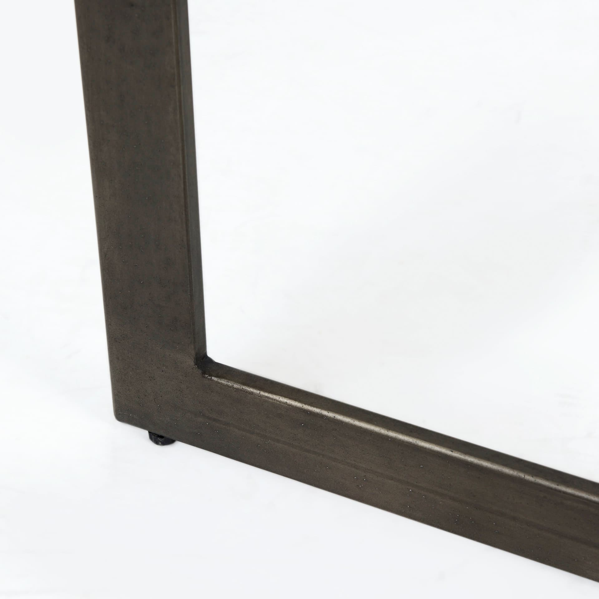 Faye 50L x 15W x 30H Medium Brown Wood W/Antique Nickel Metal Base Console Table — product photograph