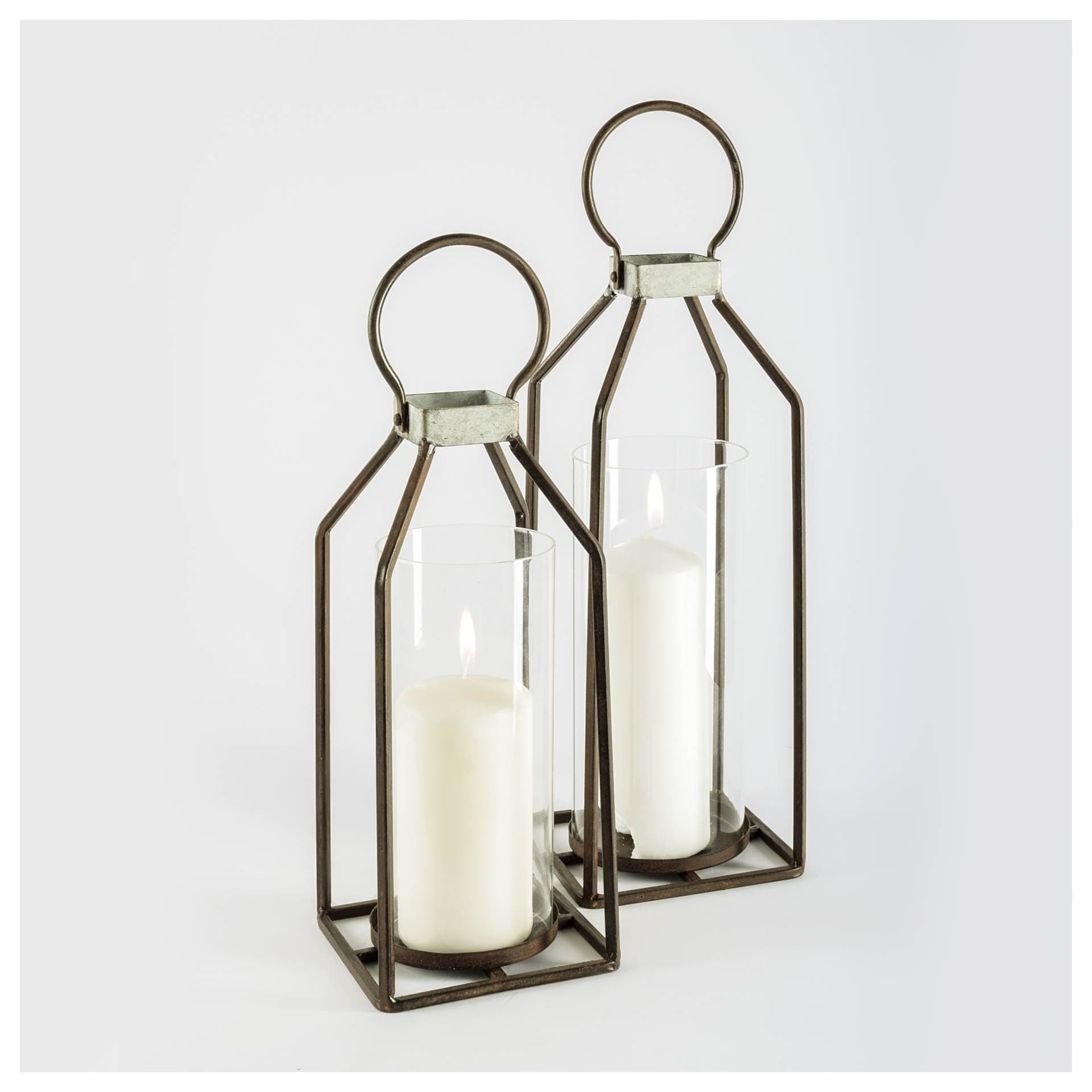 Kingston II Small Rustic Metal Framed Table Candle Holder — product photograph