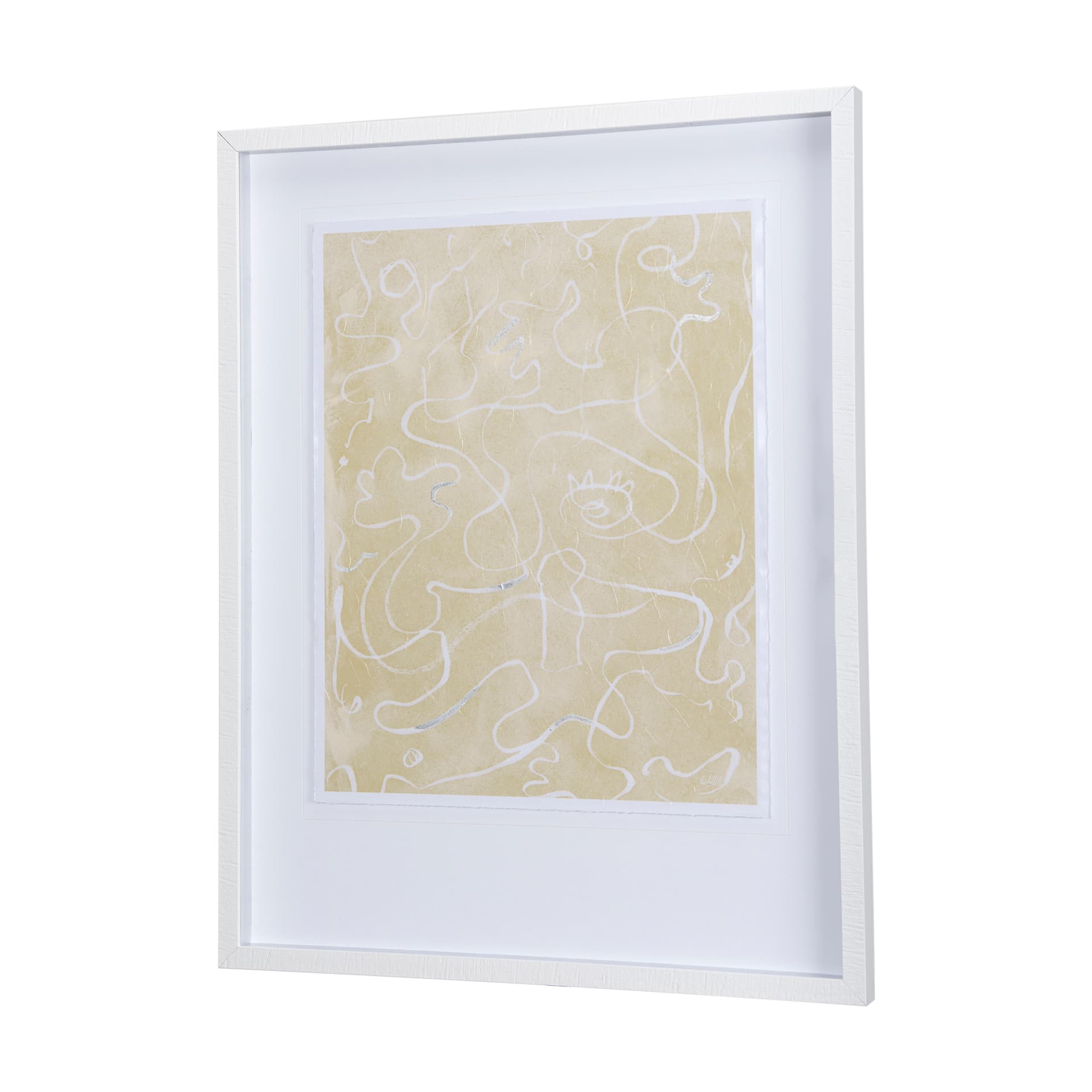 Thread Yellow II by Mercana Studio a Hand Embellished Textured Framed Art Print Matted under Glass — product photograph