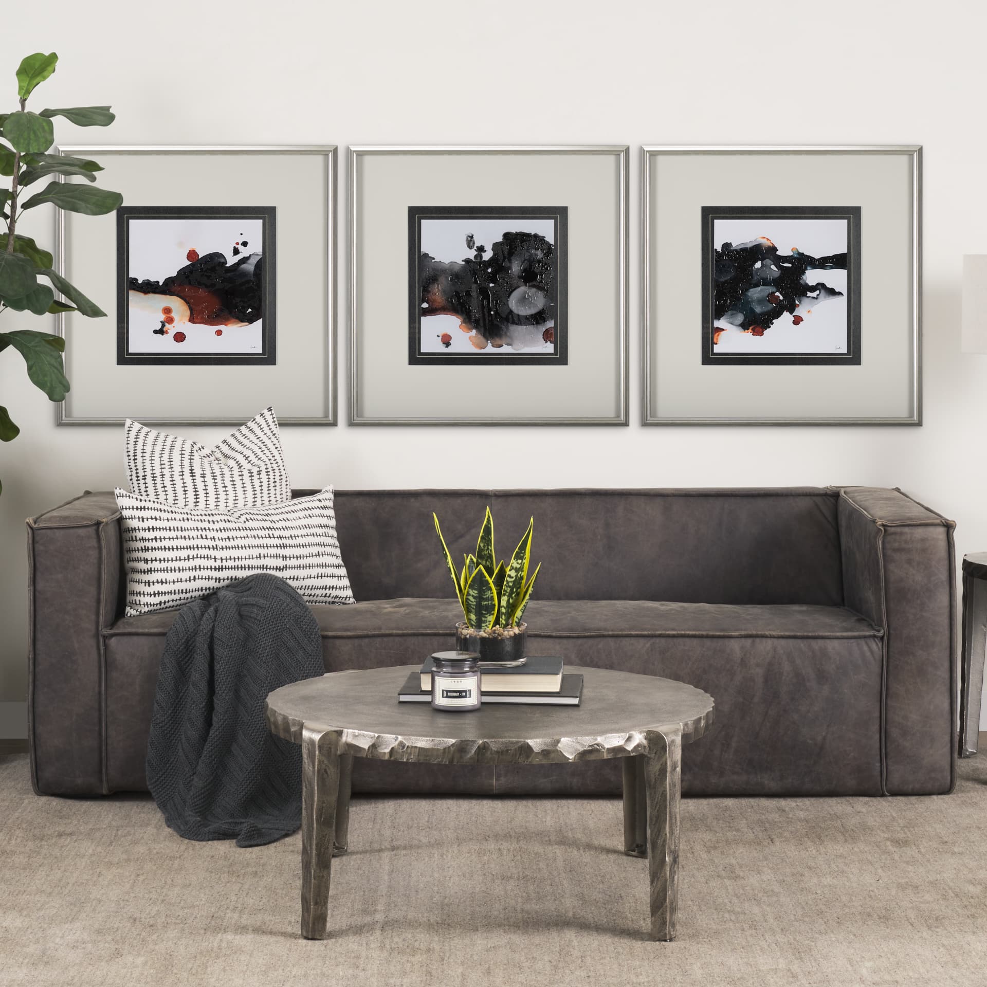 Shimmering Night I by Mercana Studio a Hand Embellished Textured Framed Art Print Matted under Glass — in a styled room