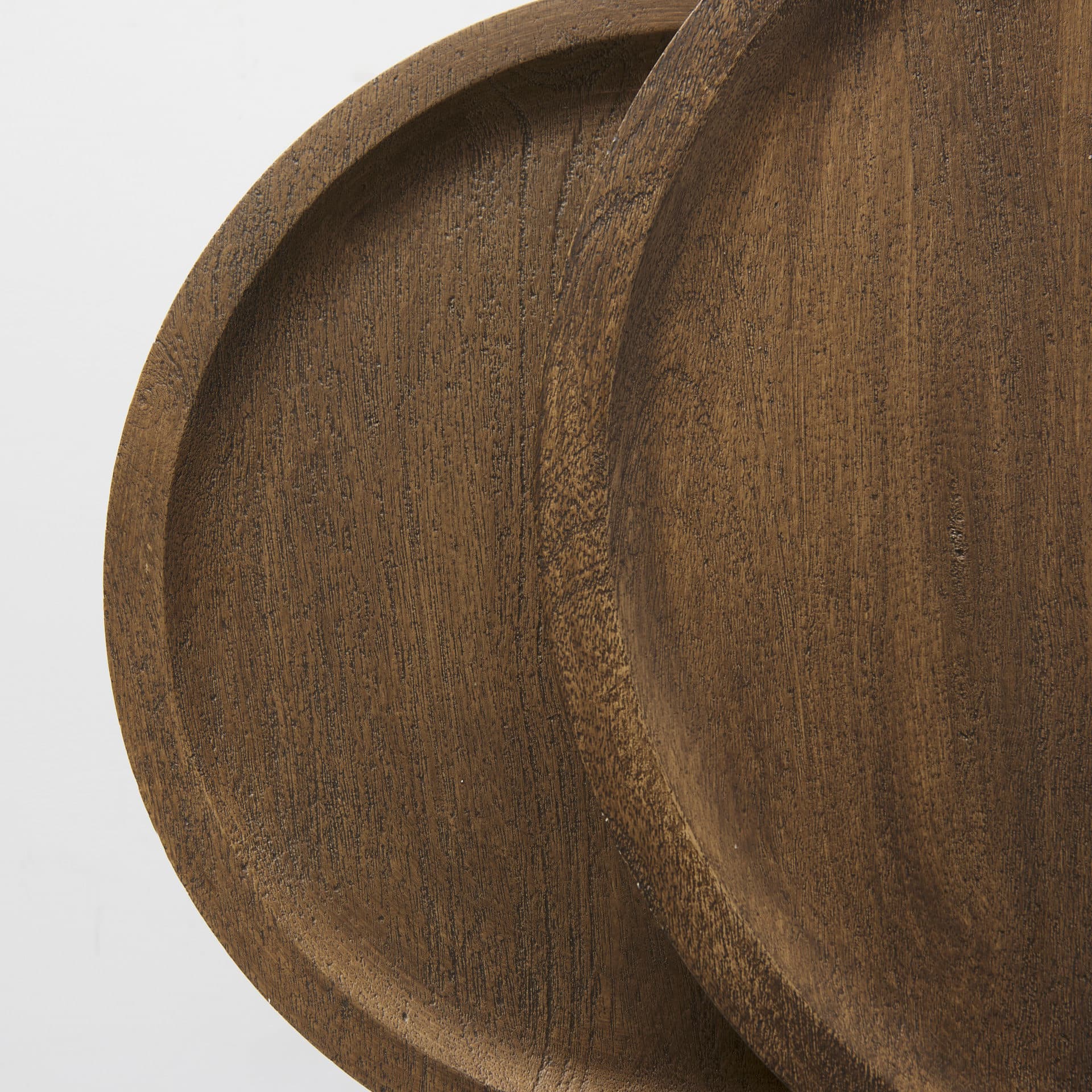 Aisley (Set of 2) 19.3L x 19.3W x 19H Light Brown Wood W/ Black Metal Base Round Nesting Side Tables — product photograph
