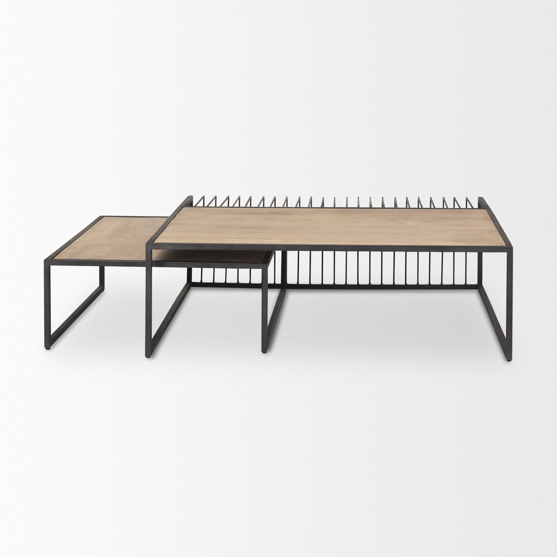Miles Black Metal w/ Light Wood Nesting Coffee Table — product photograph