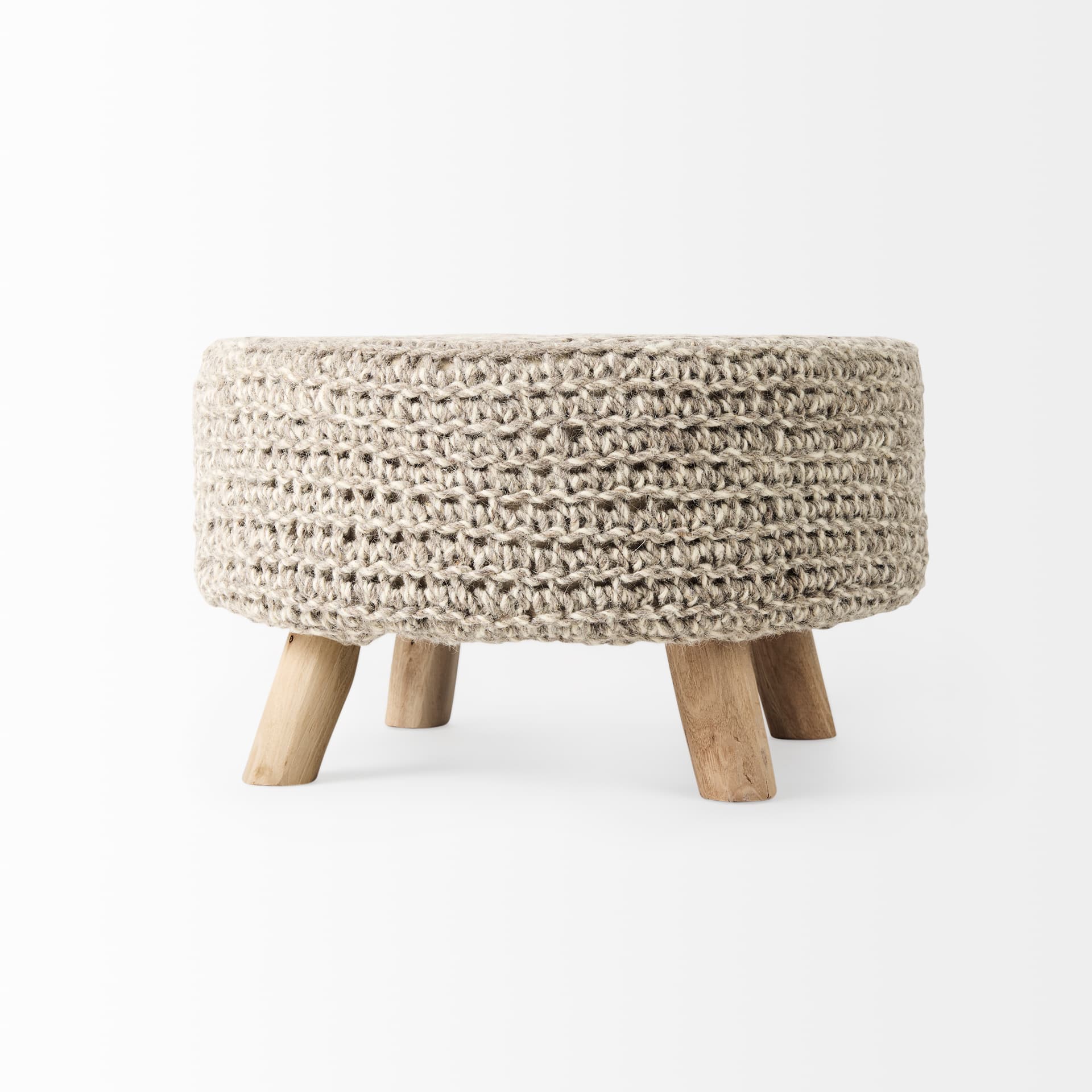 Bina 24.0L x 24.0W x 14.0H Light Gray 4 Legged Wool Stool — product photograph