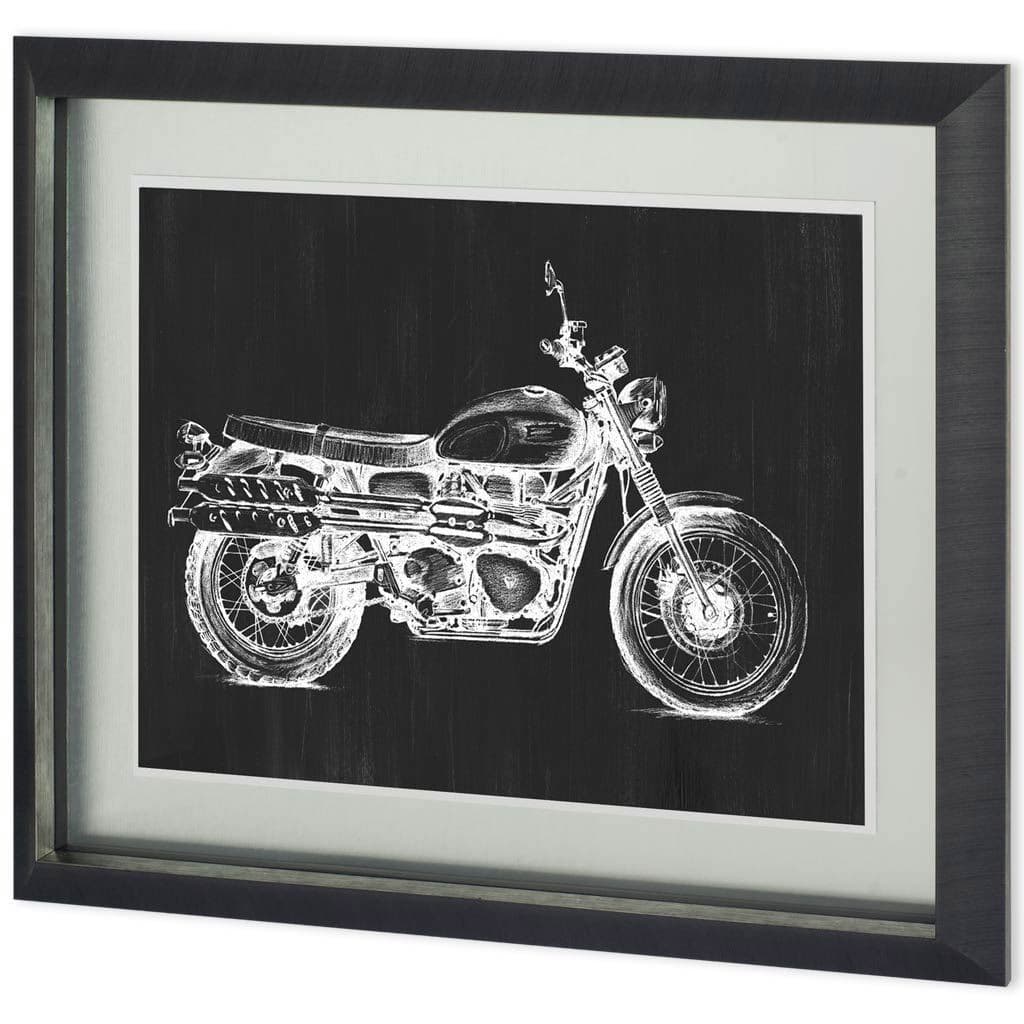 UA CH Motorcycle Graphic II by Megan Meagher Hand Embellished Framed Art Print Matted under Glass — product photograph