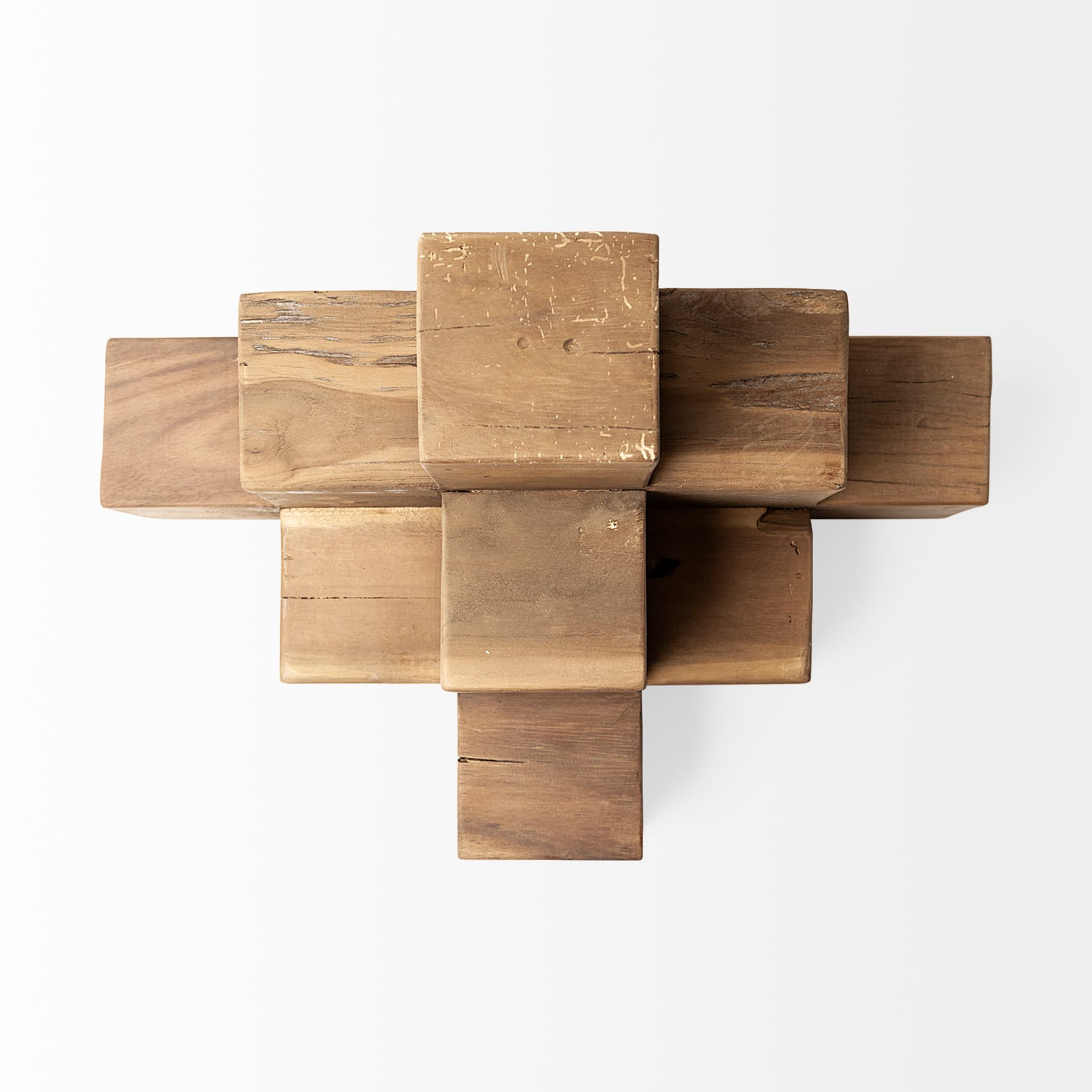 Rubik 15L x 10W Natural Wooden Cube Display Object — product photograph