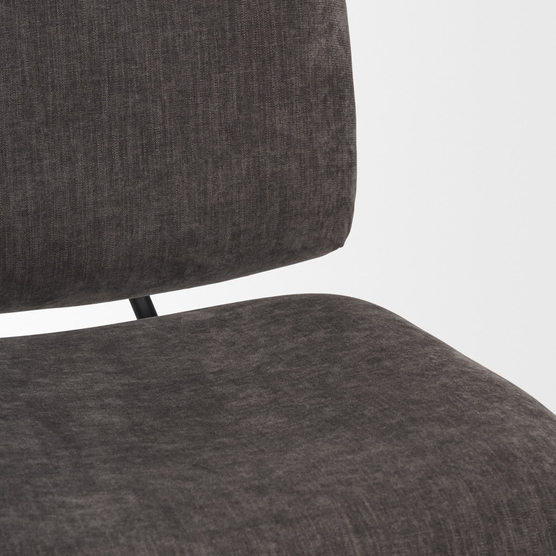 Nora Charcoal Fabric w/ Matte Black Metal Legs Accent Chair — product photograph