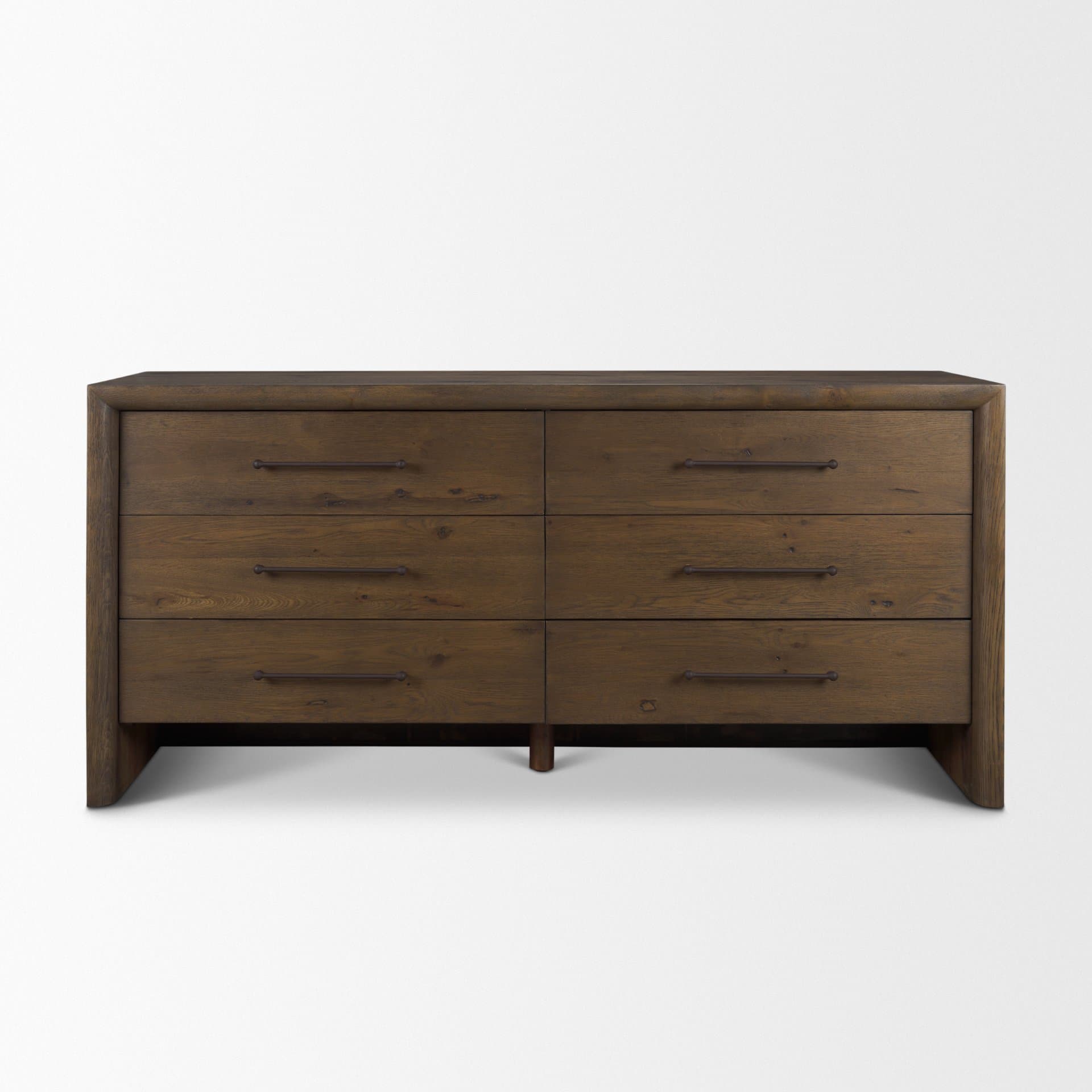 Belford 6-Drawer Dark Brown Oak Wood Dresser — product photograph