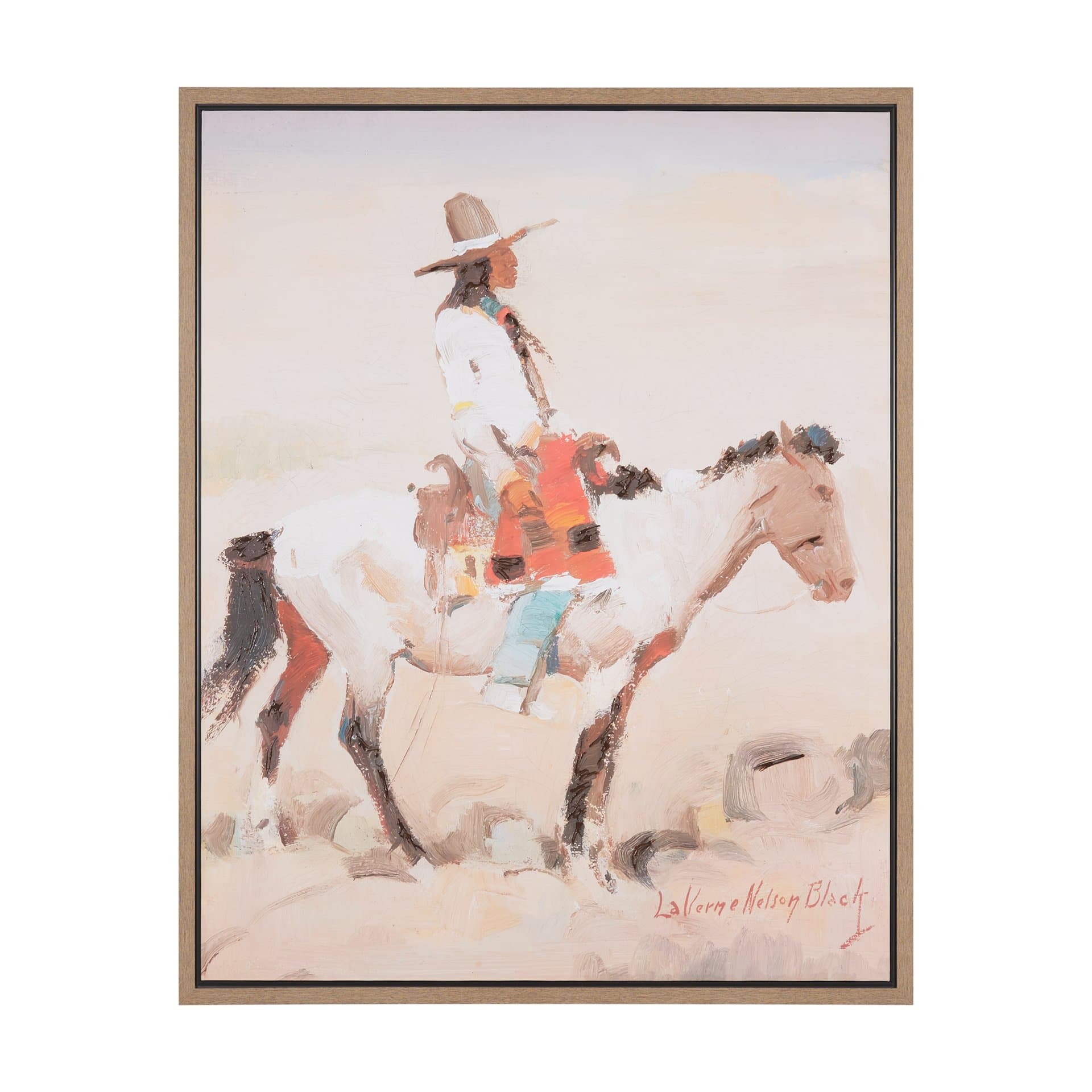 Indian Rider by LaVerne Nelson Black Hand-Embellished Textured Framed Canvas Artwork — product photograph