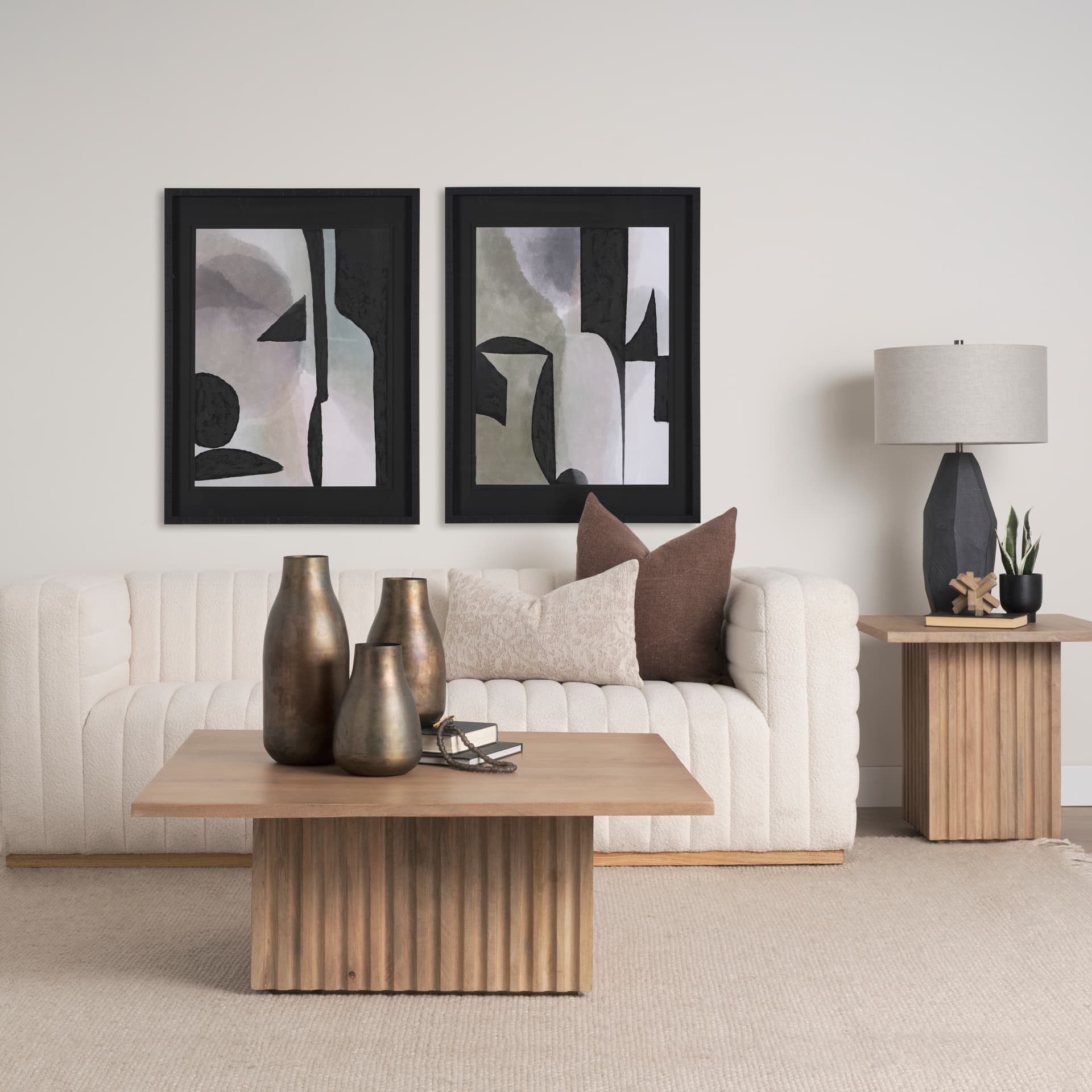 Shape Shift - Arrange by Mercana Studio Hand Embellished Textured Framed Art Print Matted under Glas — in a styled room