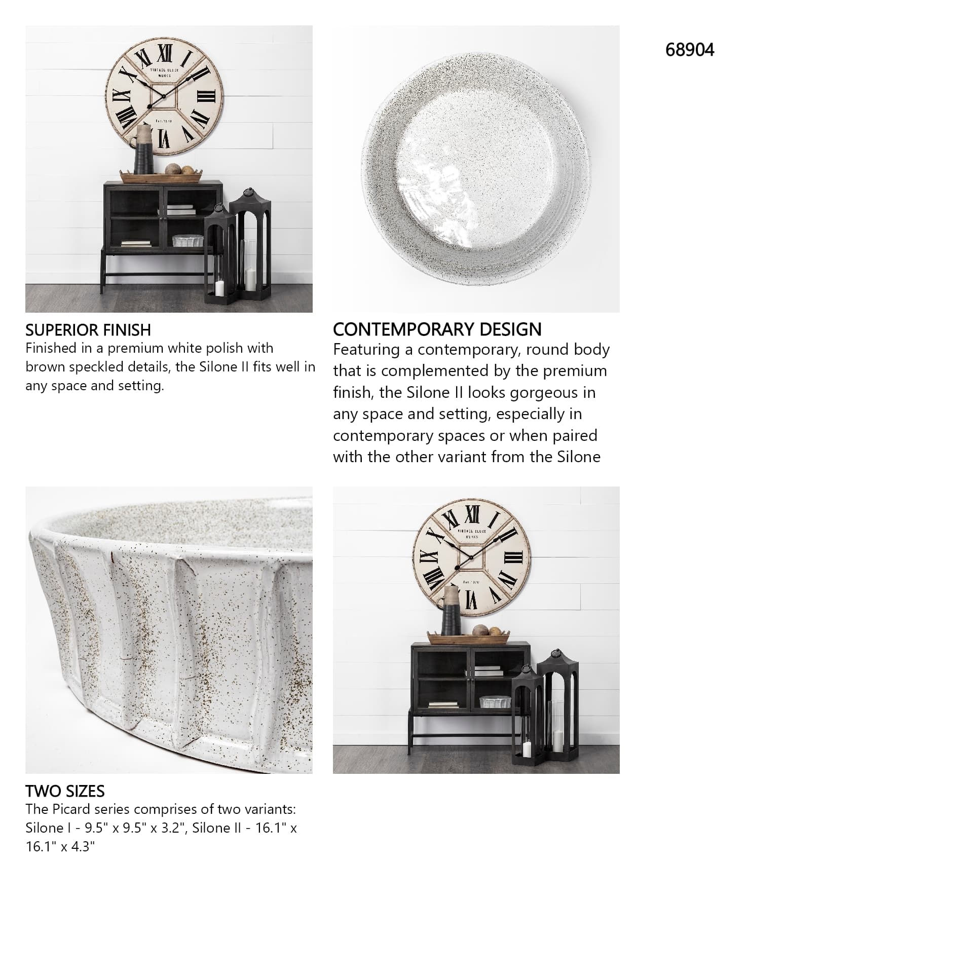 Silone (Large) 16L x 16W White Ceramic Bowl — in a styled room