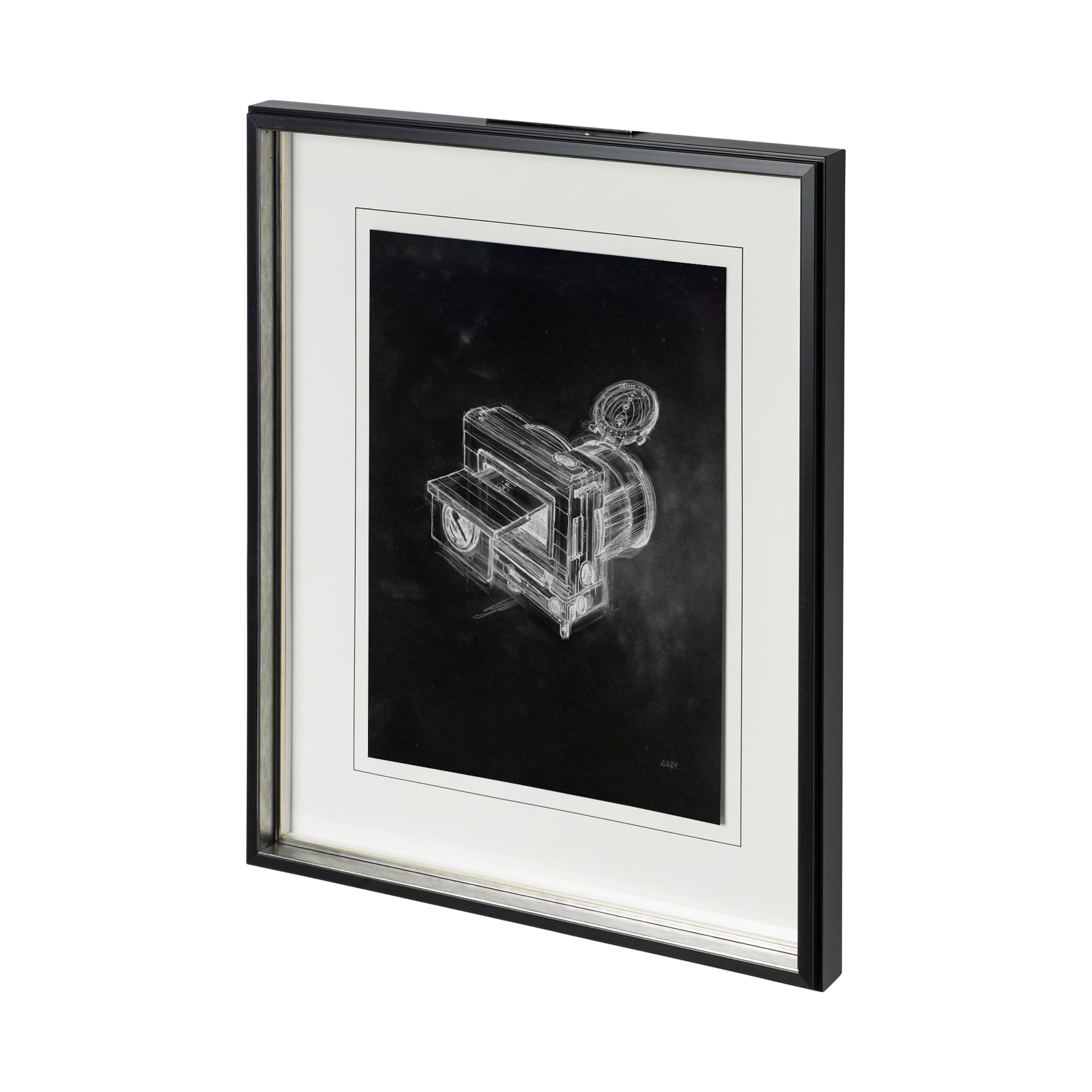 Compass Camera II by Alarm a Hand Embellished Textured Framed Art Print Matted under Glass — product photograph