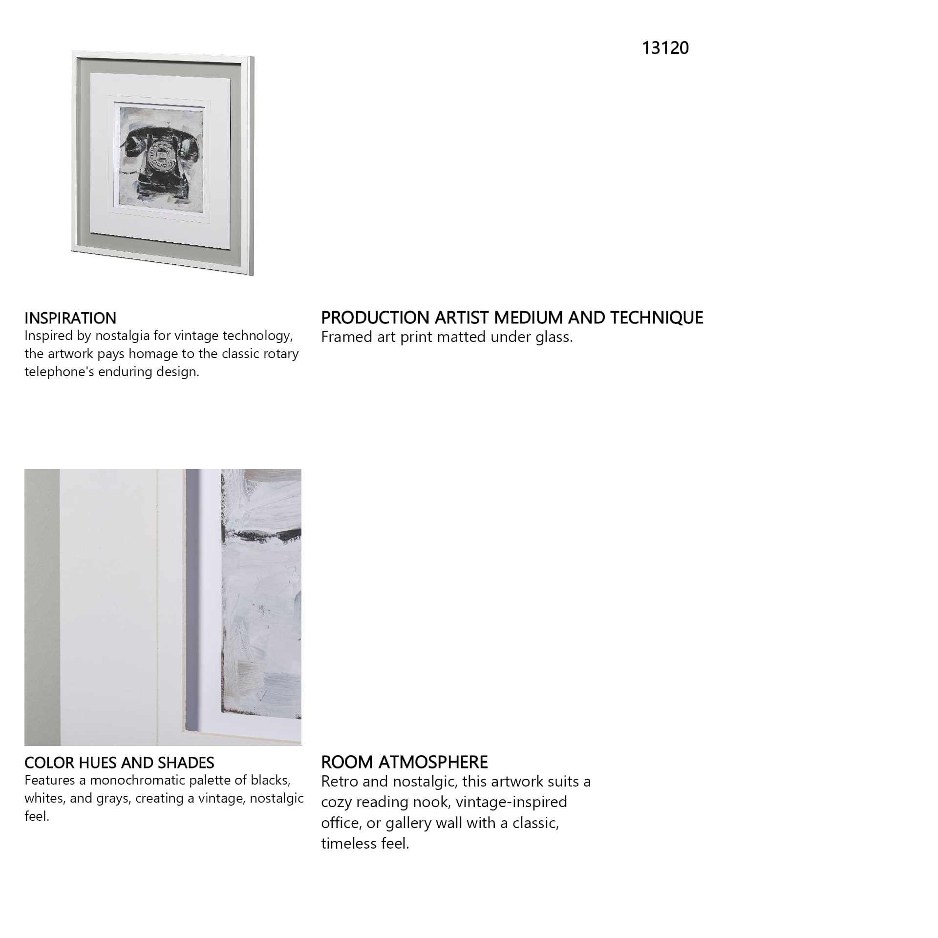 Retro Phone I by Ethan Harper a Framed Art Print Matted under Glass — in a styled room