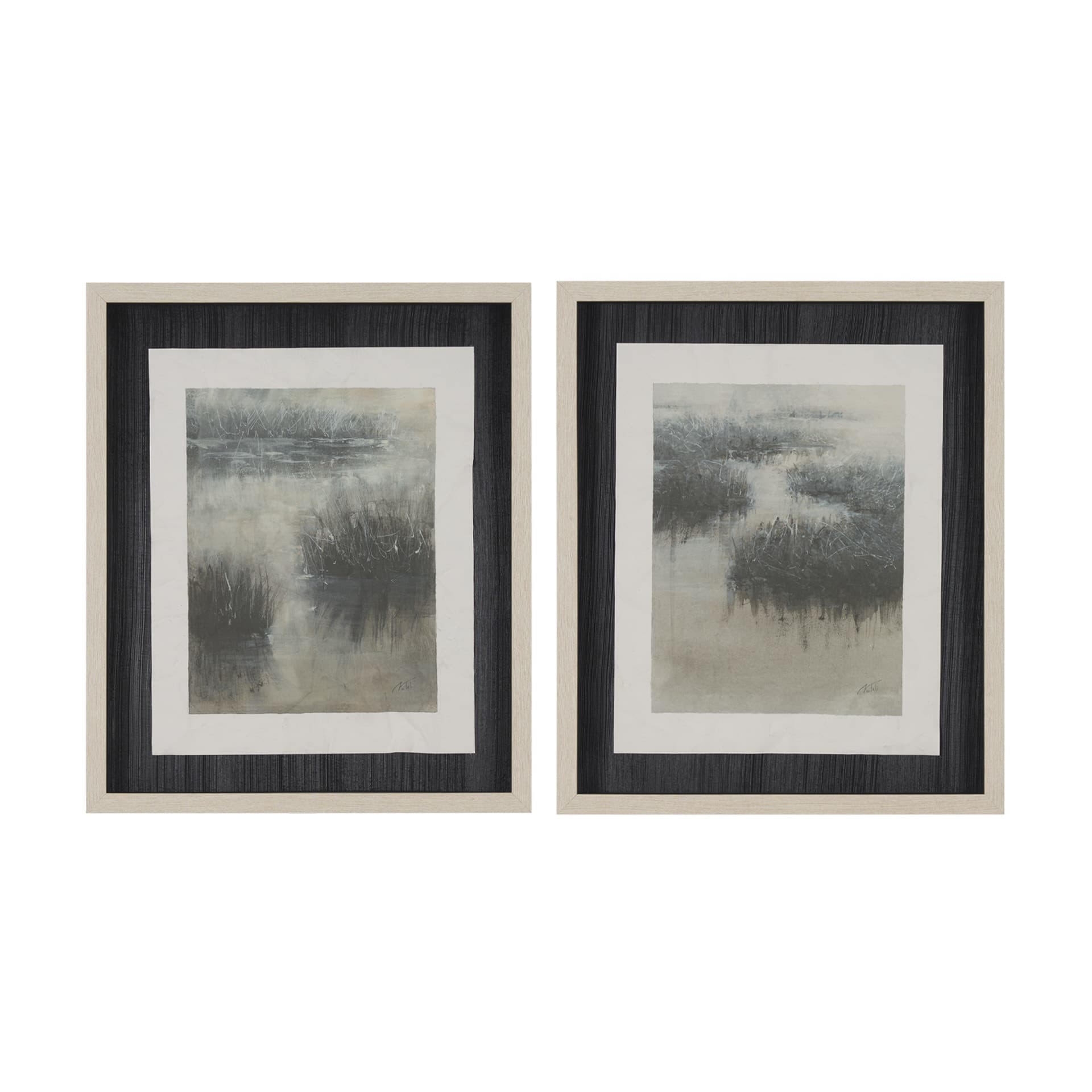 Water Grasses (Set of 2) by Mercana Studio a Hand Embellished Framed Art Print Matted under Glass — product photograph