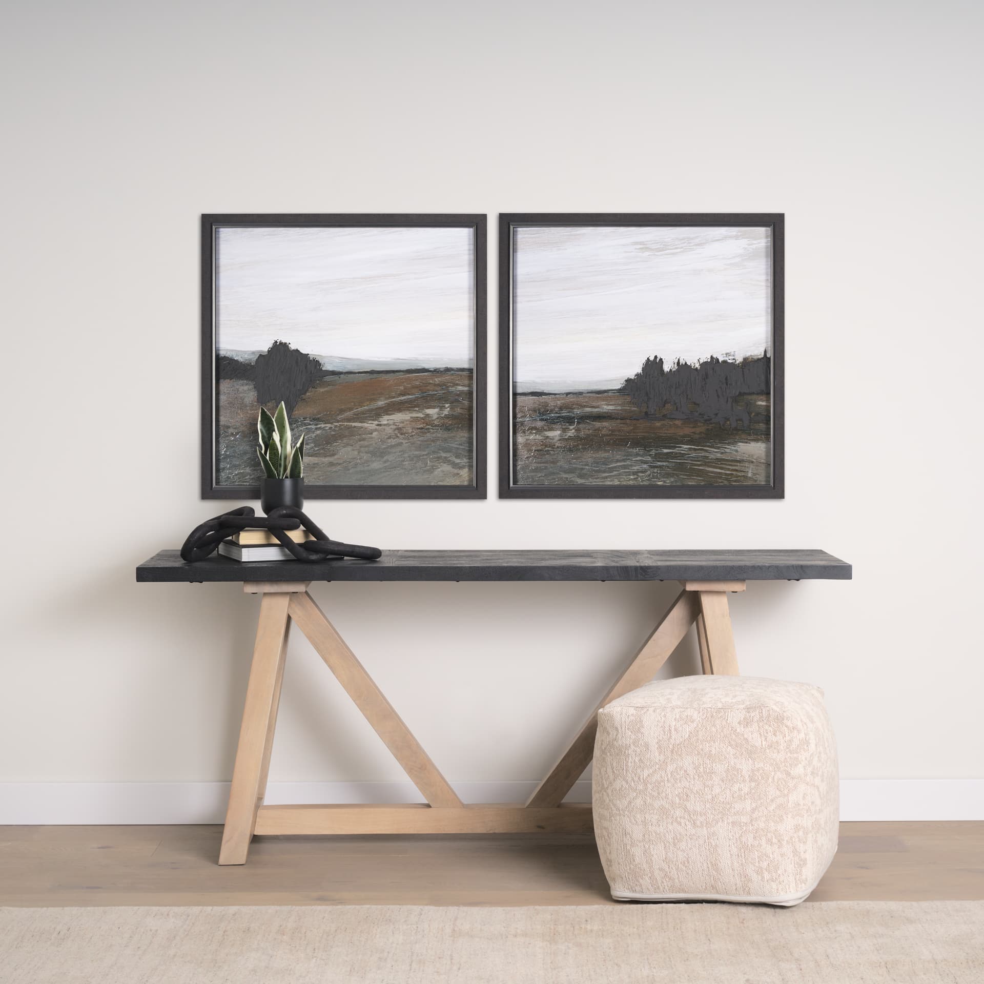 Cloudy Day I by Mercana Studio a Hand Embellished Textured Framed Art Print — in a styled room