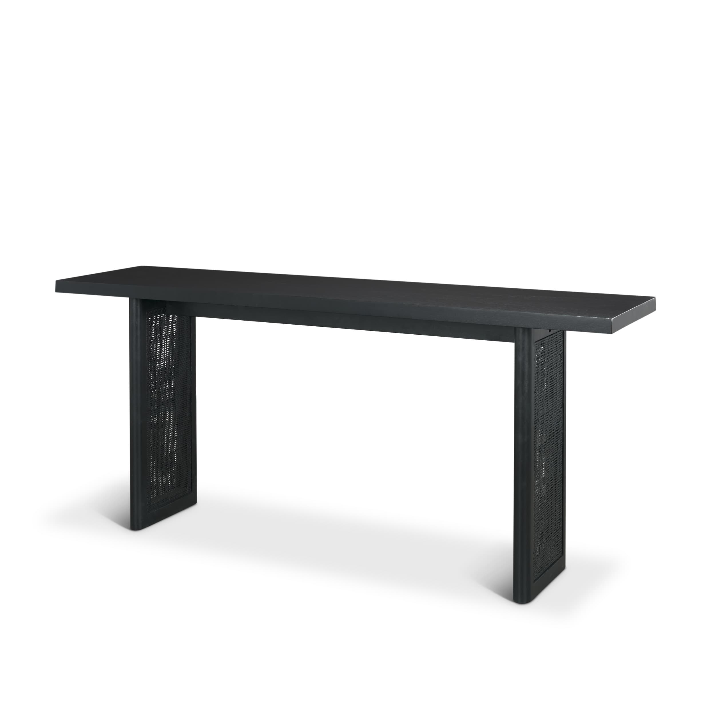 Grier 65" Black Wood w/ Black Cane Console Table — product photograph
