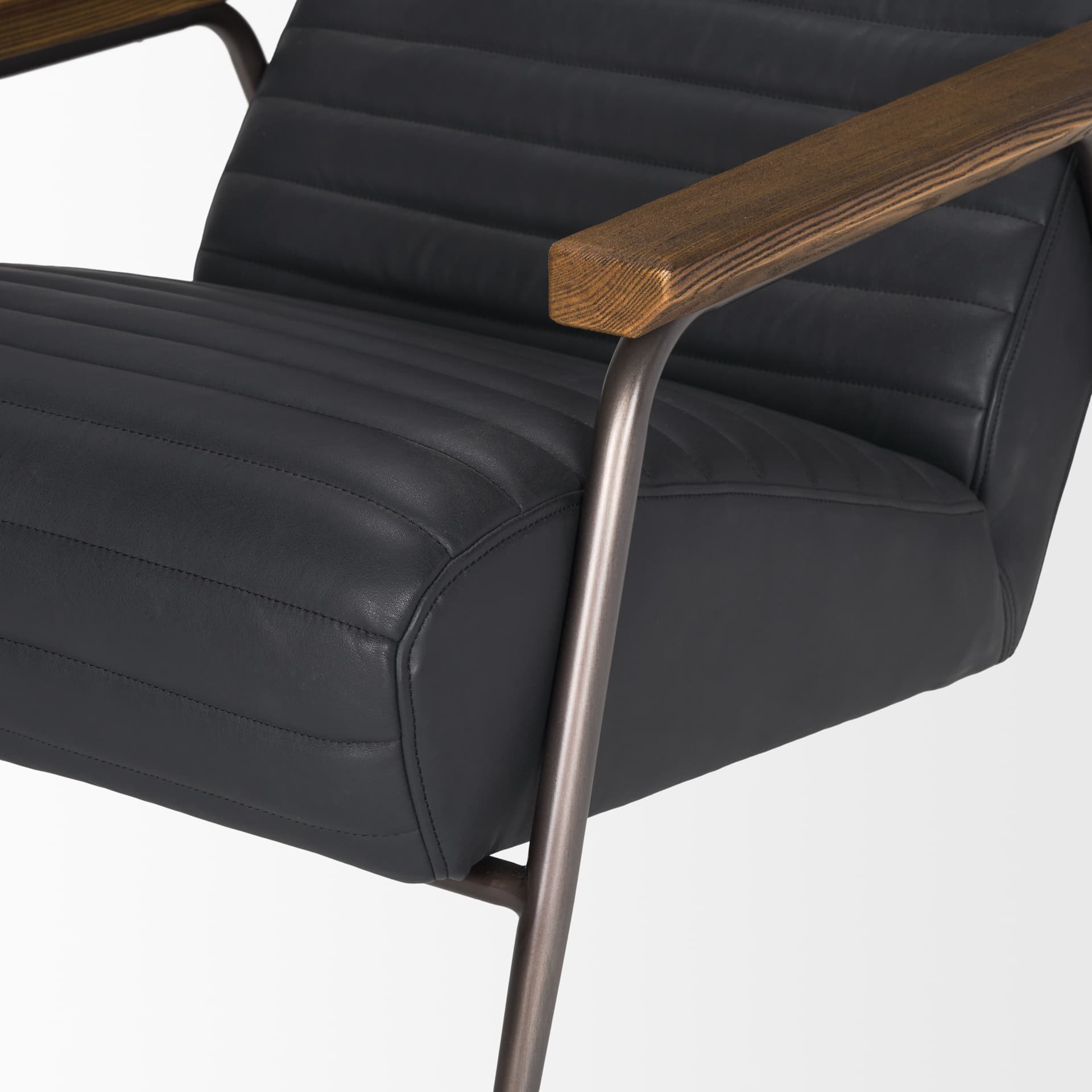 Grosjean Black Leather w/ Black Metal Frame Accent Chair — product photograph