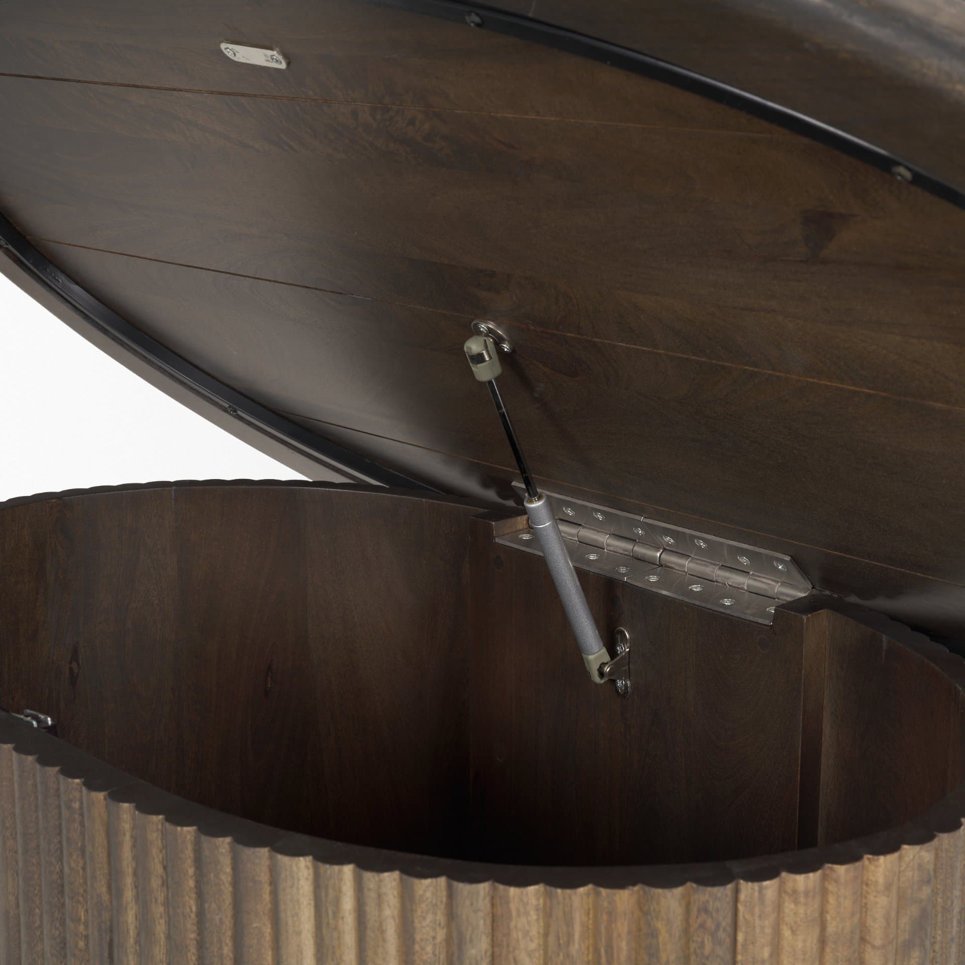 Terra 48L x 28W x 15H Dark Brown Wood Oval Fluted Coffee Table — product photograph
