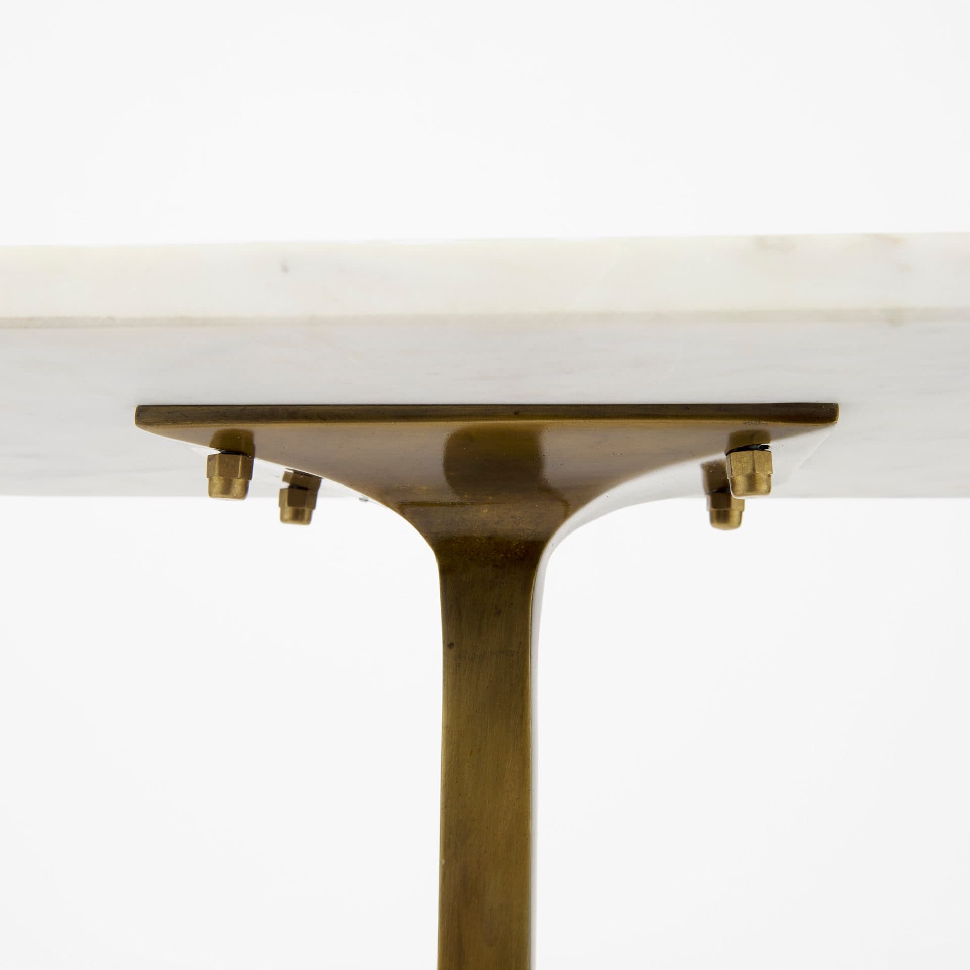 Preston 17.3L x 11.3W x 22.8H White Marble Top W/Gold Metal Accent Table — product photograph