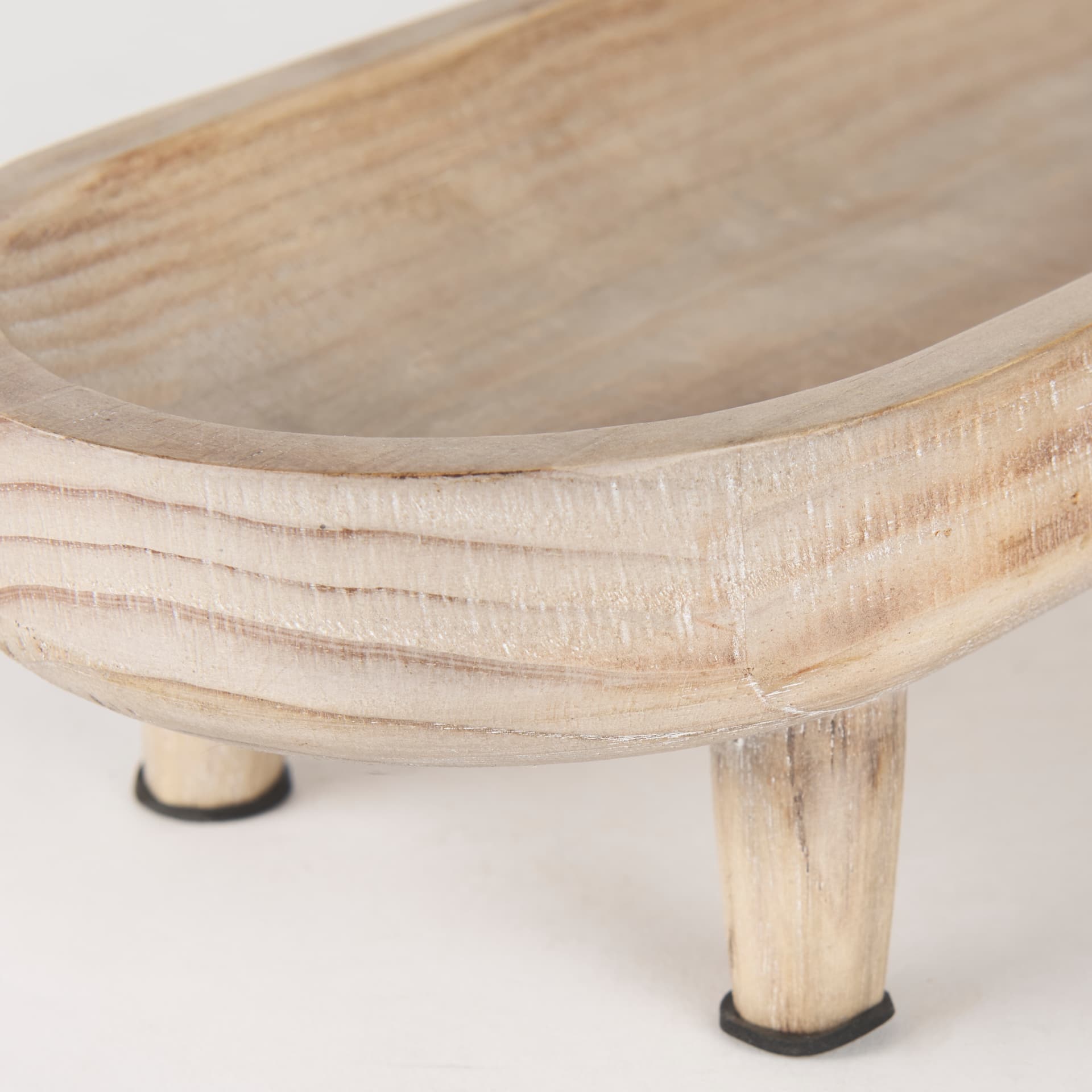 Carver Set of 2 Oblong White Washed Wood Footed Trays — product photograph