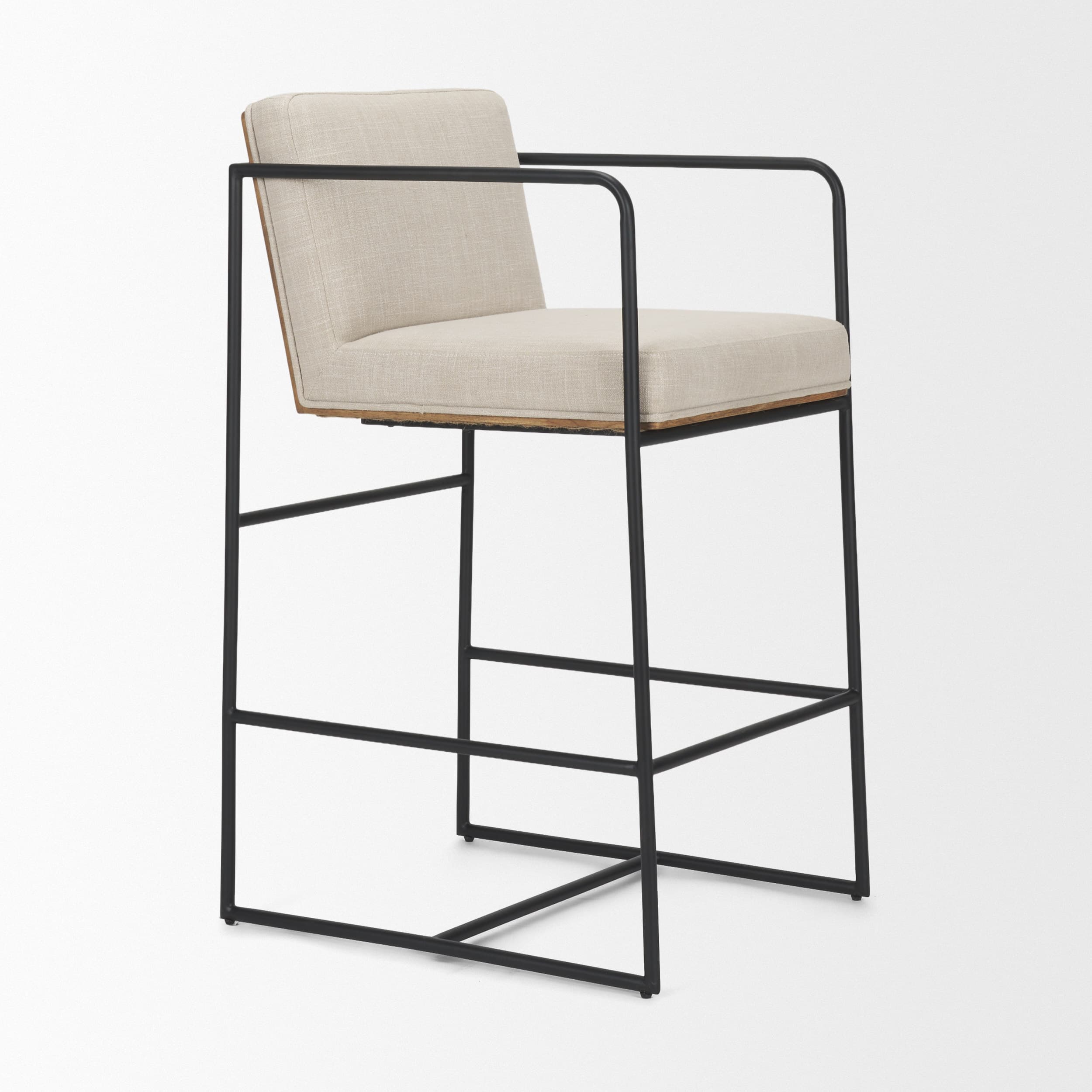Stamford Backless 36.5in Seat Counter Stool | Beige Fabric w/ Metal — product photograph