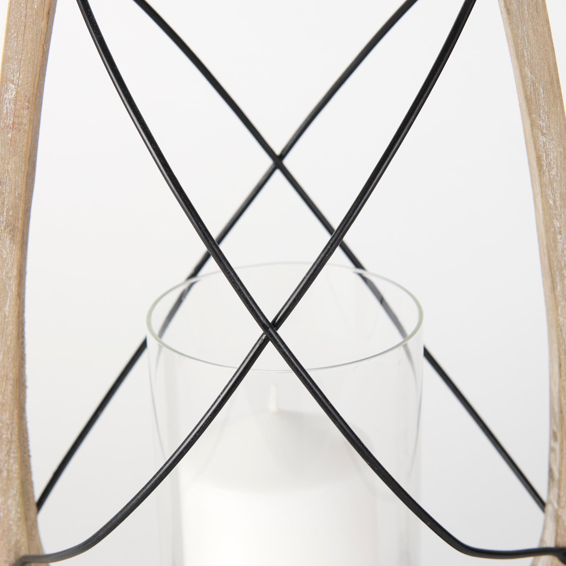 Zain I Small Brown Wooden Vintage Inspired Candle Holder Lantern — product photograph