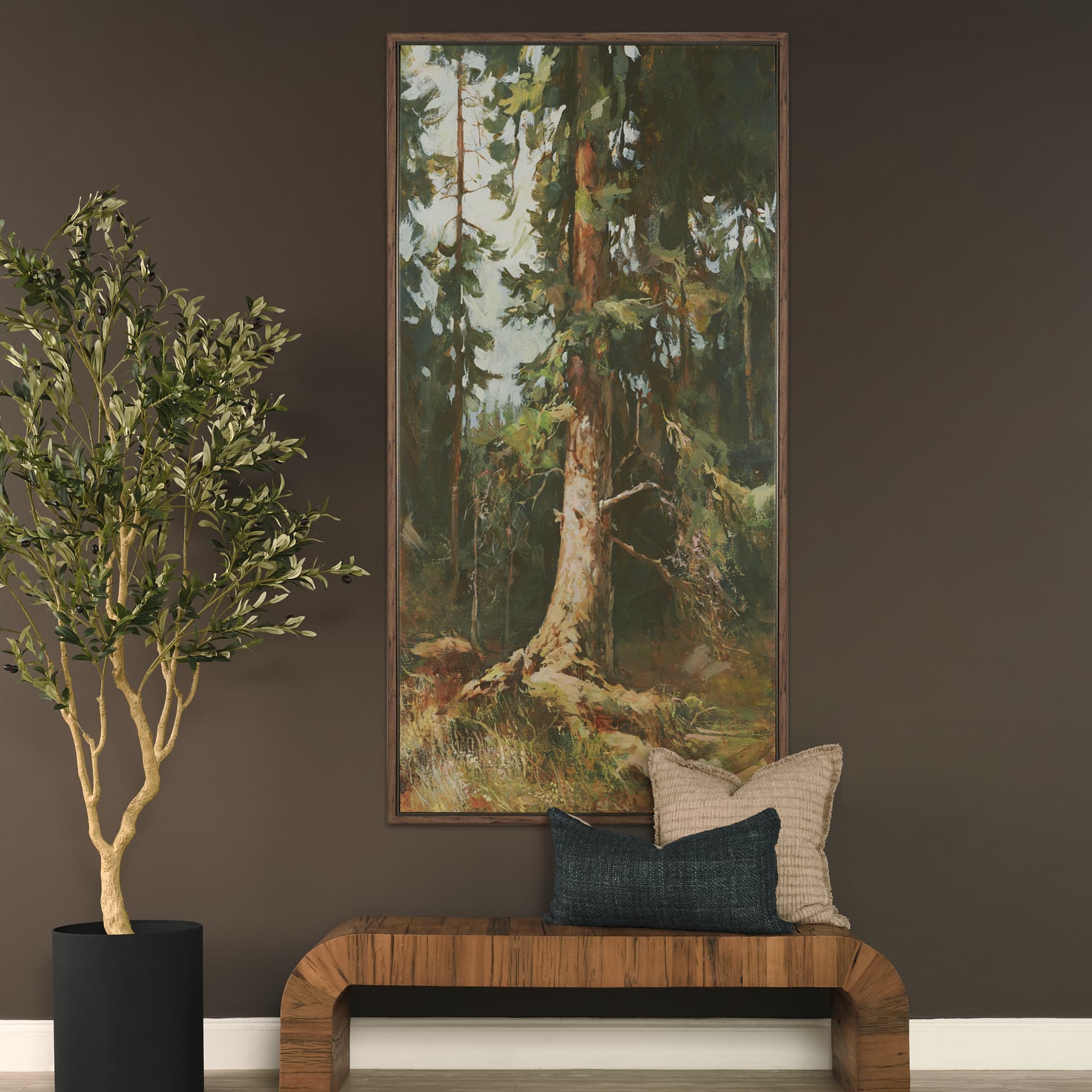 Heart of the Forest IV by Mercana Studio Hand-Embellished Textured Framed Canvas Artwork — in a styled room
