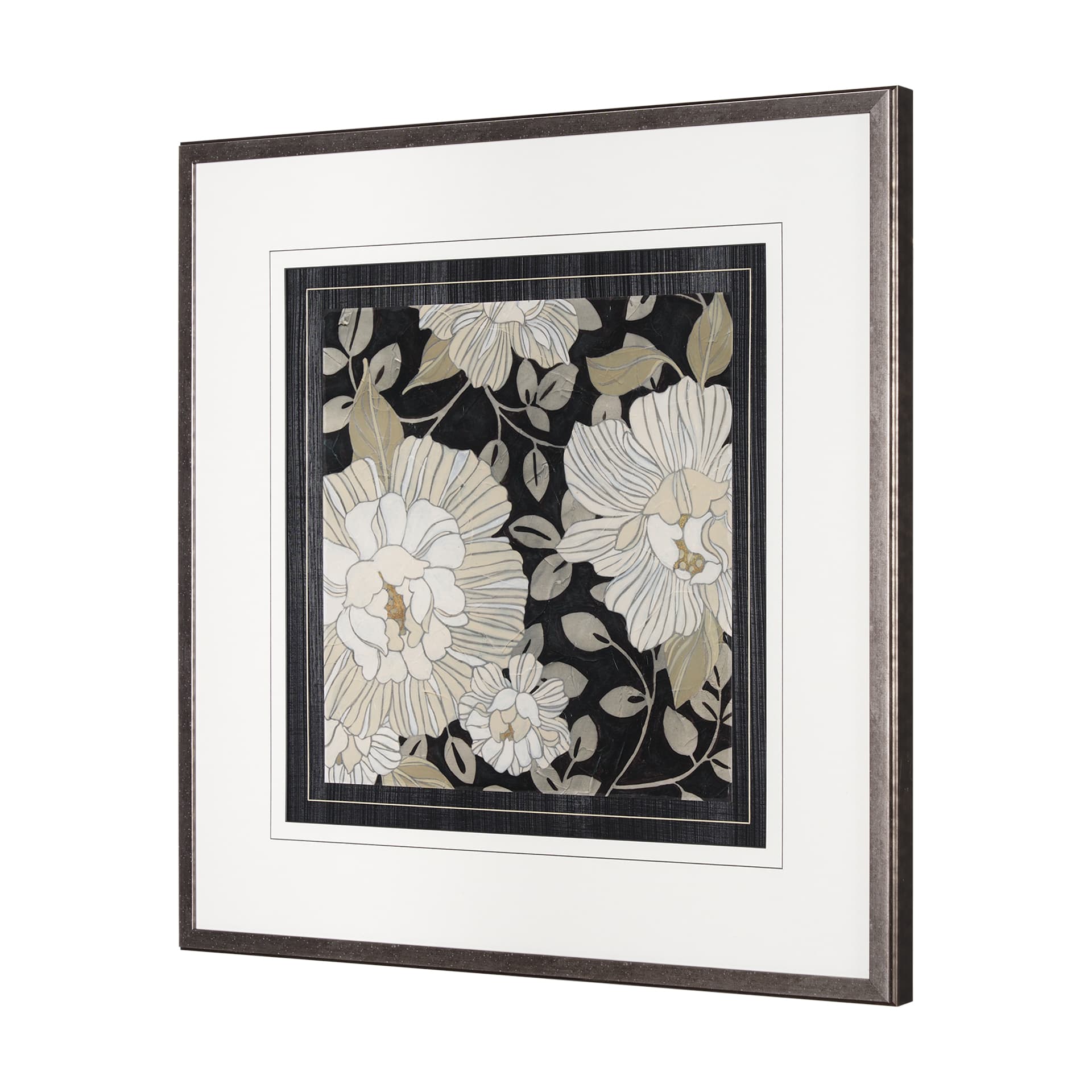 Garden Noir I by June Erica Vess a Hand Embellished Textured Framed Art Print Matted under Glass — product photograph