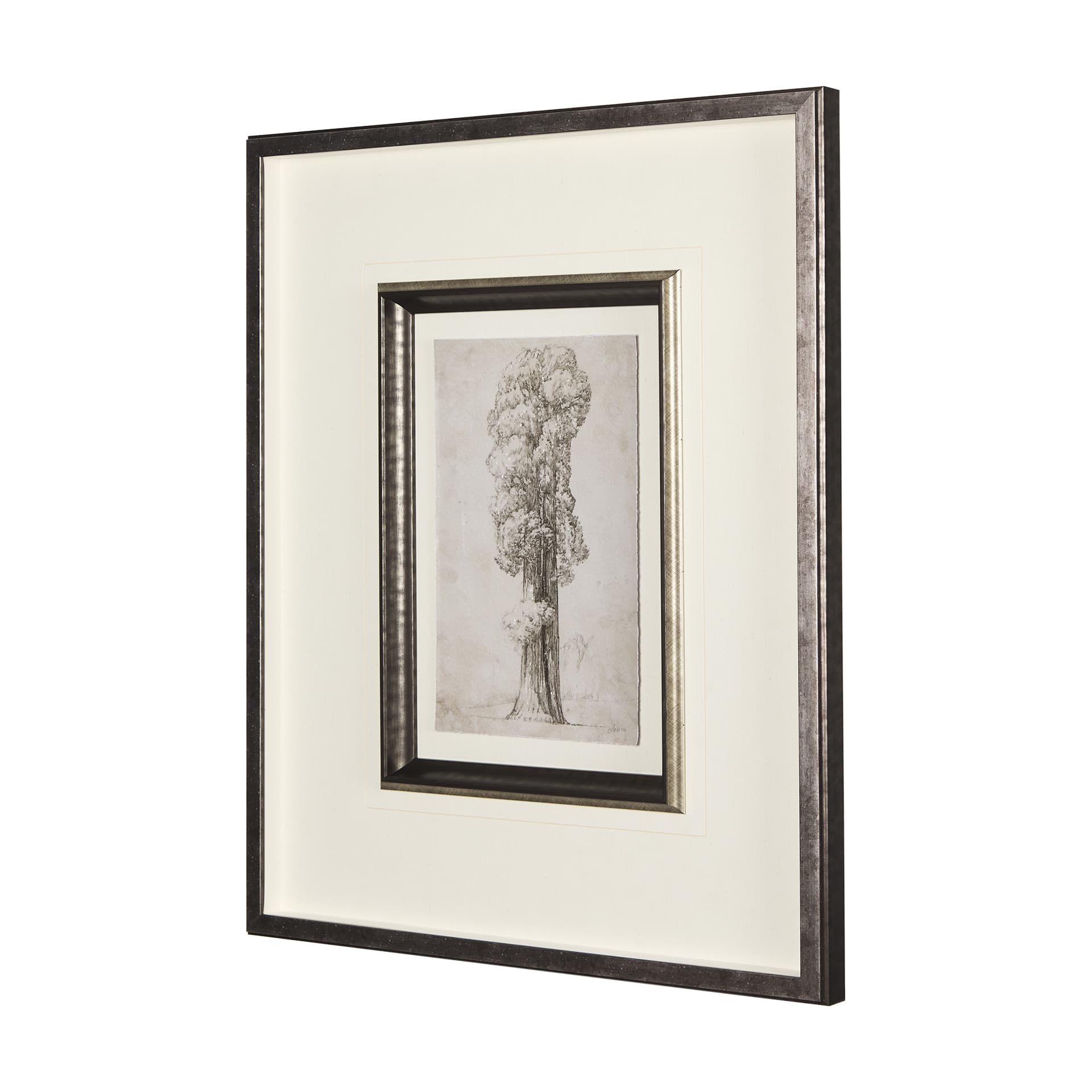 Westcoast Tree Drawing I by Mercana Studio Hand Embellished Framed Art Print Matted under Glass — product photograph