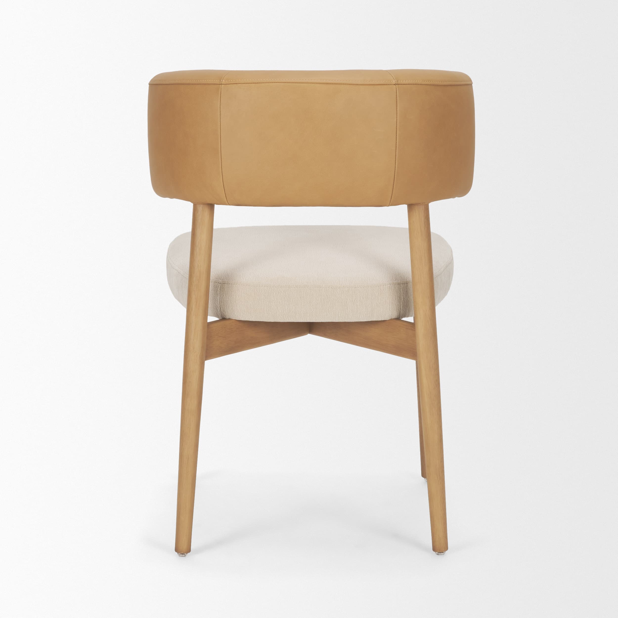 Motley Open Back Dining Side Chair | Cream Fabric w/ Brown Wood — product photograph