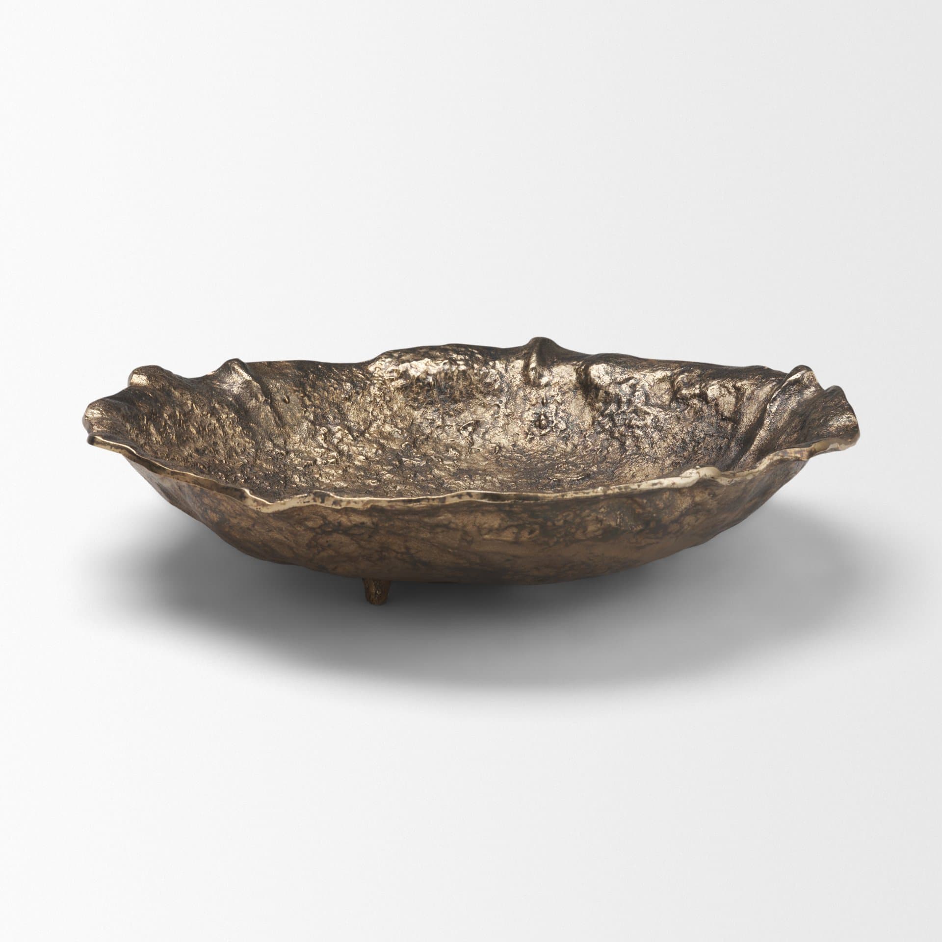 Verdant Large Antiqued Brass Metal Decorative Centerpiece Bowl — product photograph