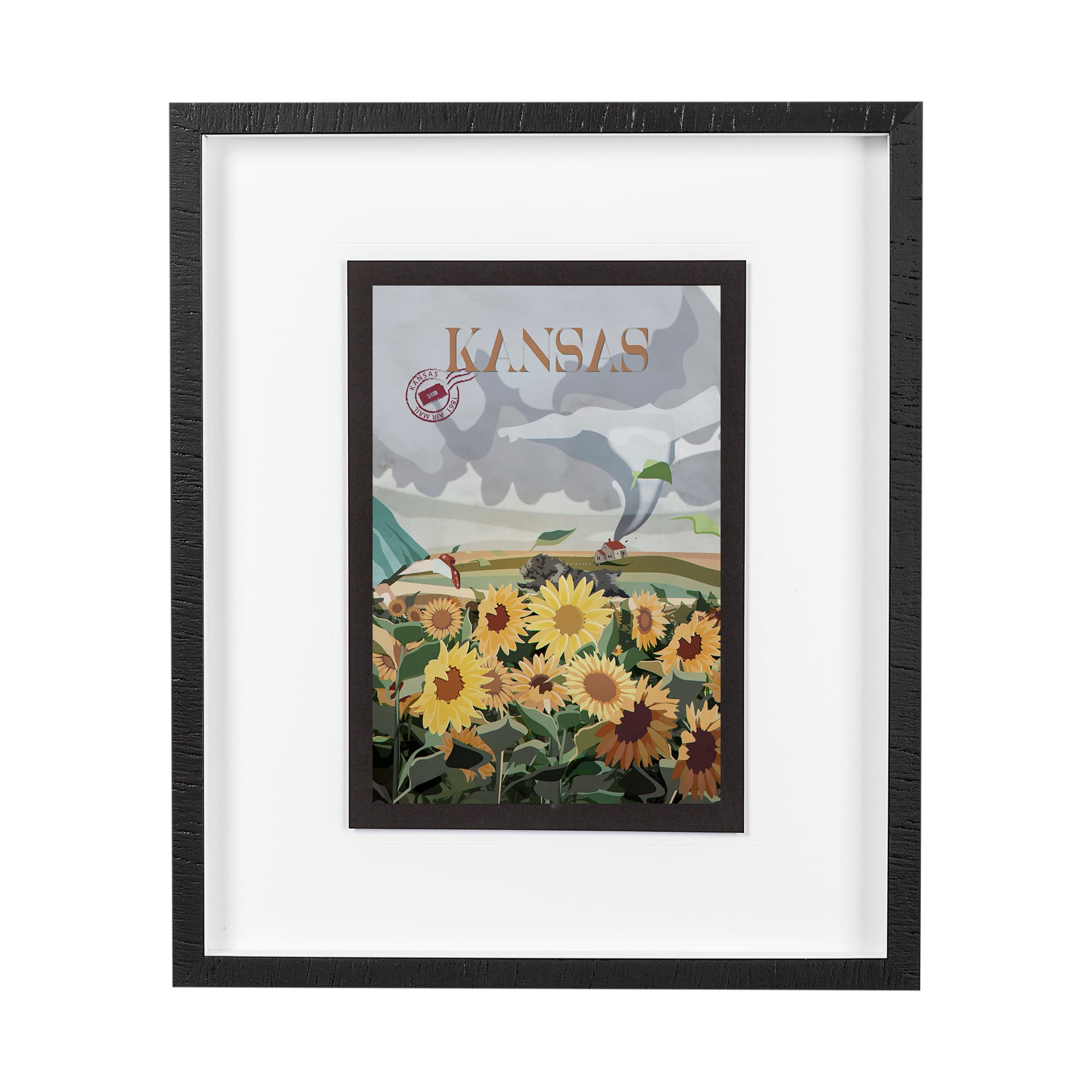 Kansas Go USA (M) by Mercana Studio a Framed Art Print Matted under Glass — product photograph