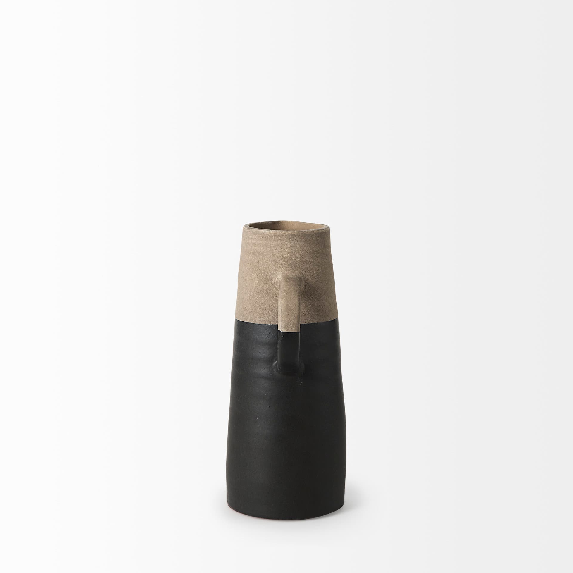 Garand Small 13H Two-Toned Black/Natural Ceramic Jug — product photograph