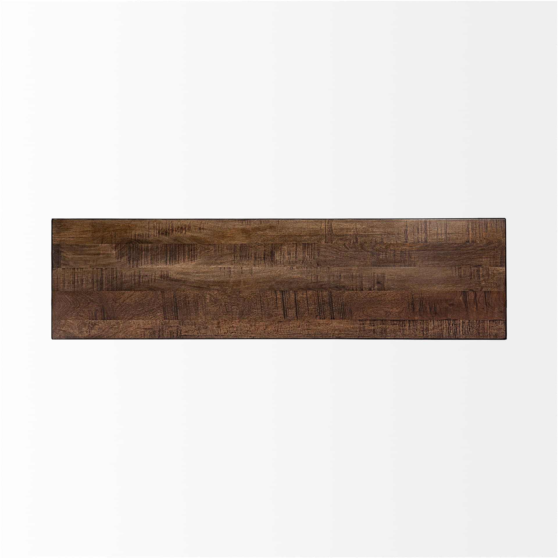 Trestman III 66L x 18W Brown Wood Top W/Black Iron Base Accent Bench — product photograph