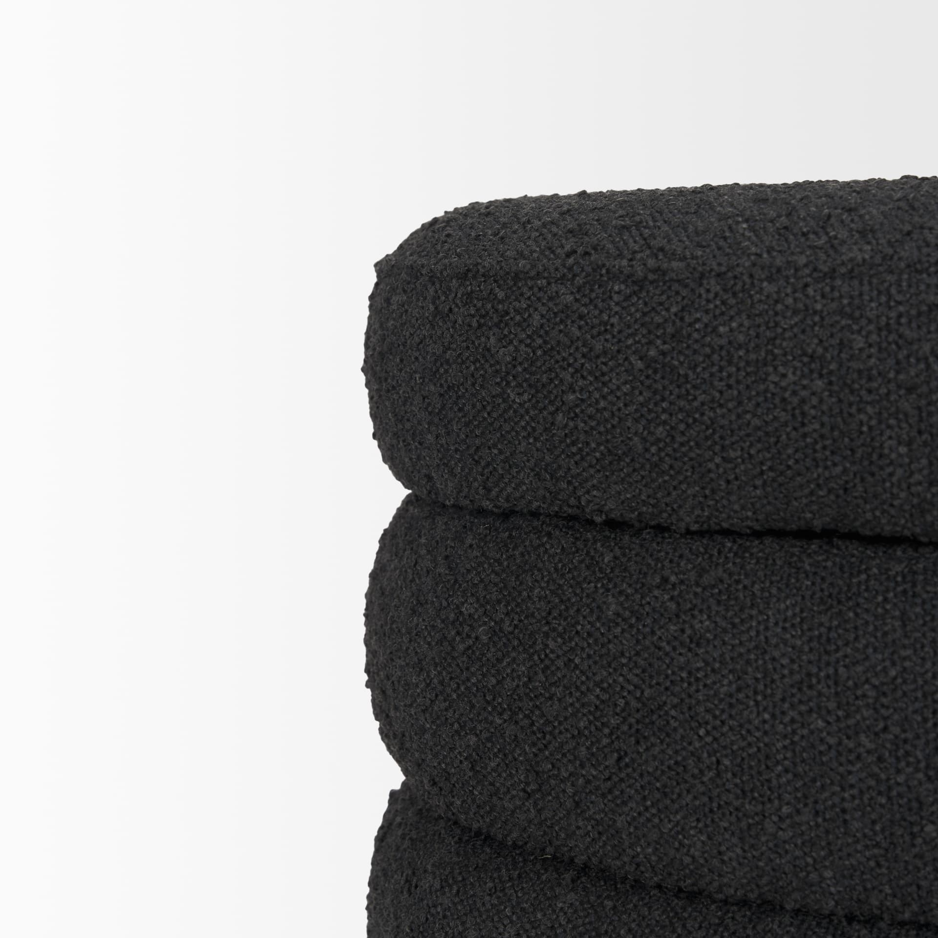 Elise Black Boucle Upholstered Storage Ottoman — product photograph
