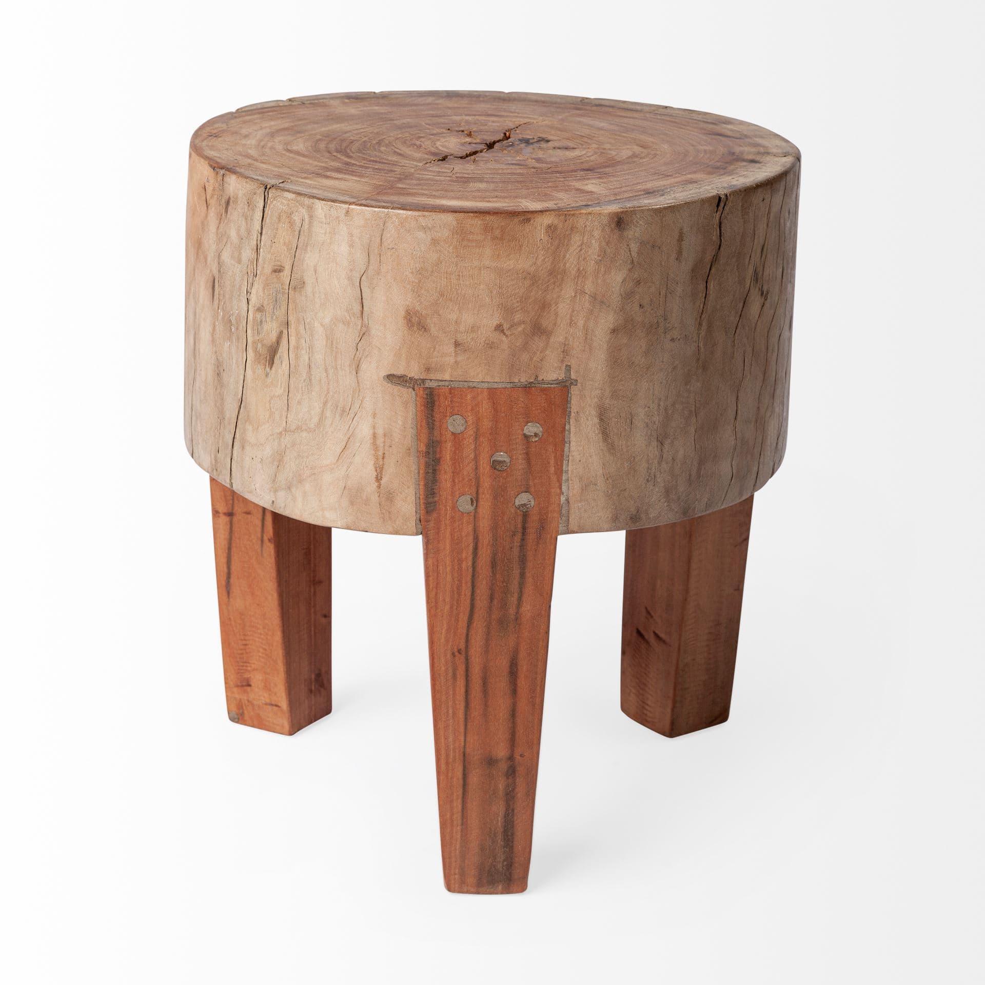 Asco 15"H Rustic Solid Reclaimed Wood Stool — product photograph