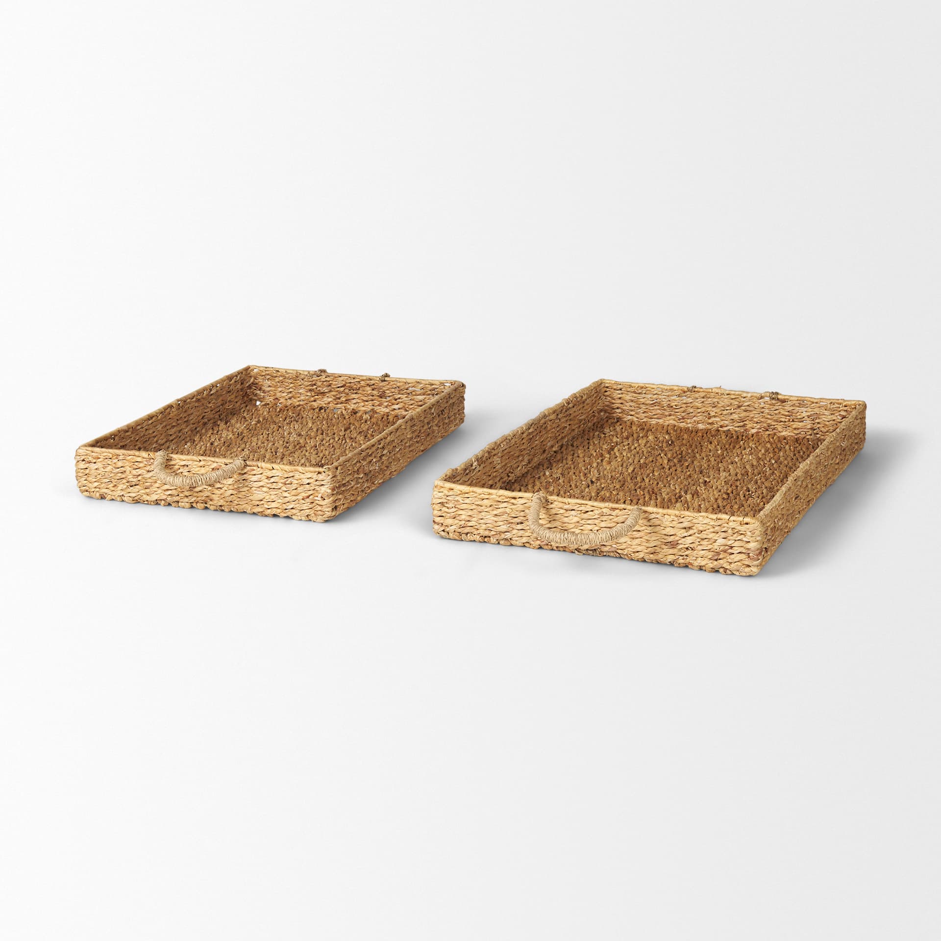 Hona Set of 2 Large Rectangular Nesting Water Hyacinth Trays — product photograph