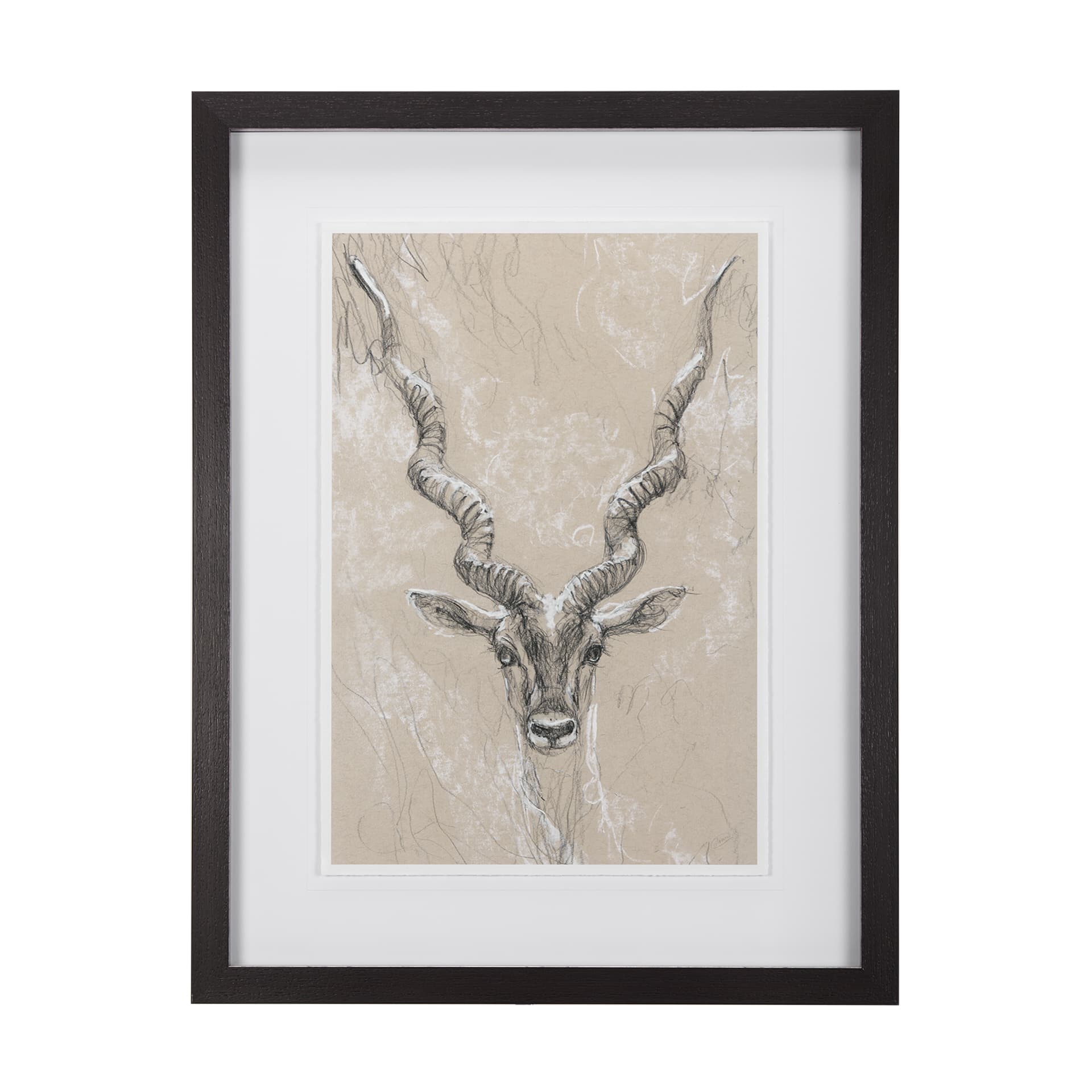 Sketch of Animal III (Antelope) Mercana Studio Hand Embellished Framed Art Print Matted under Glass — product photograph