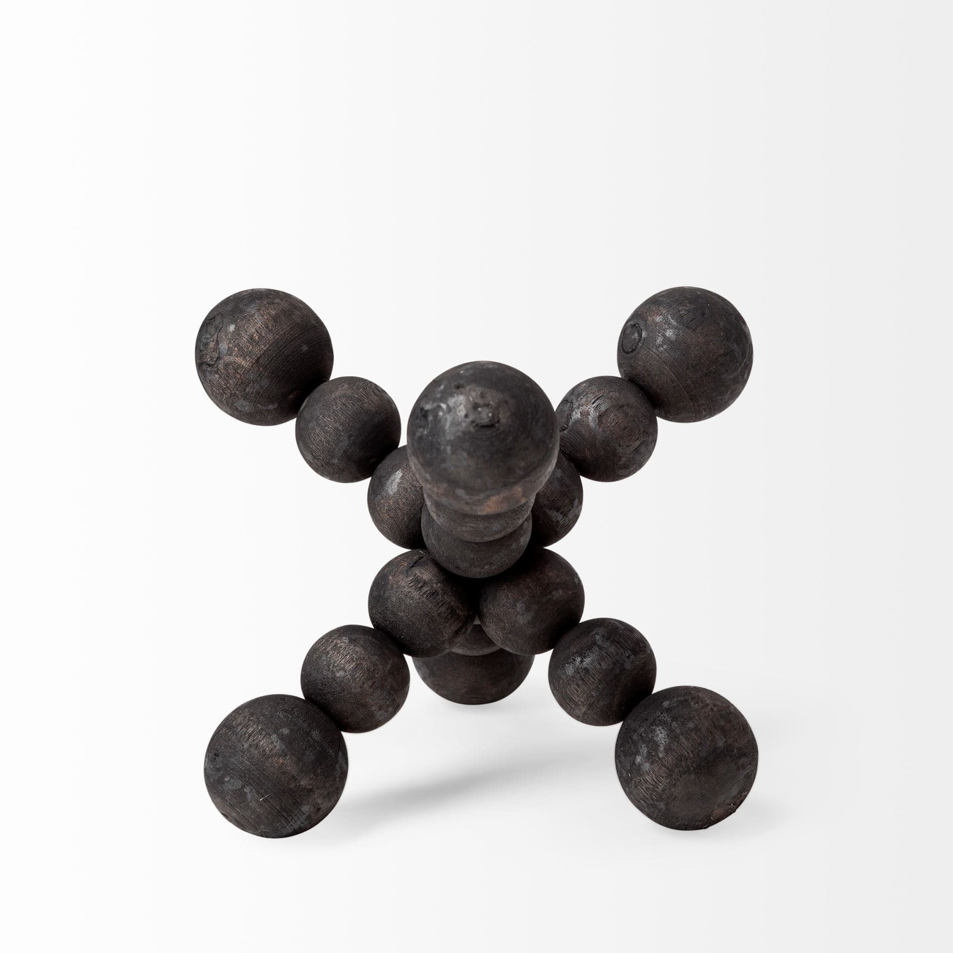 Carollan I (Small) 7L x 7W Black Geometric Wood Ball Jack — product photograph