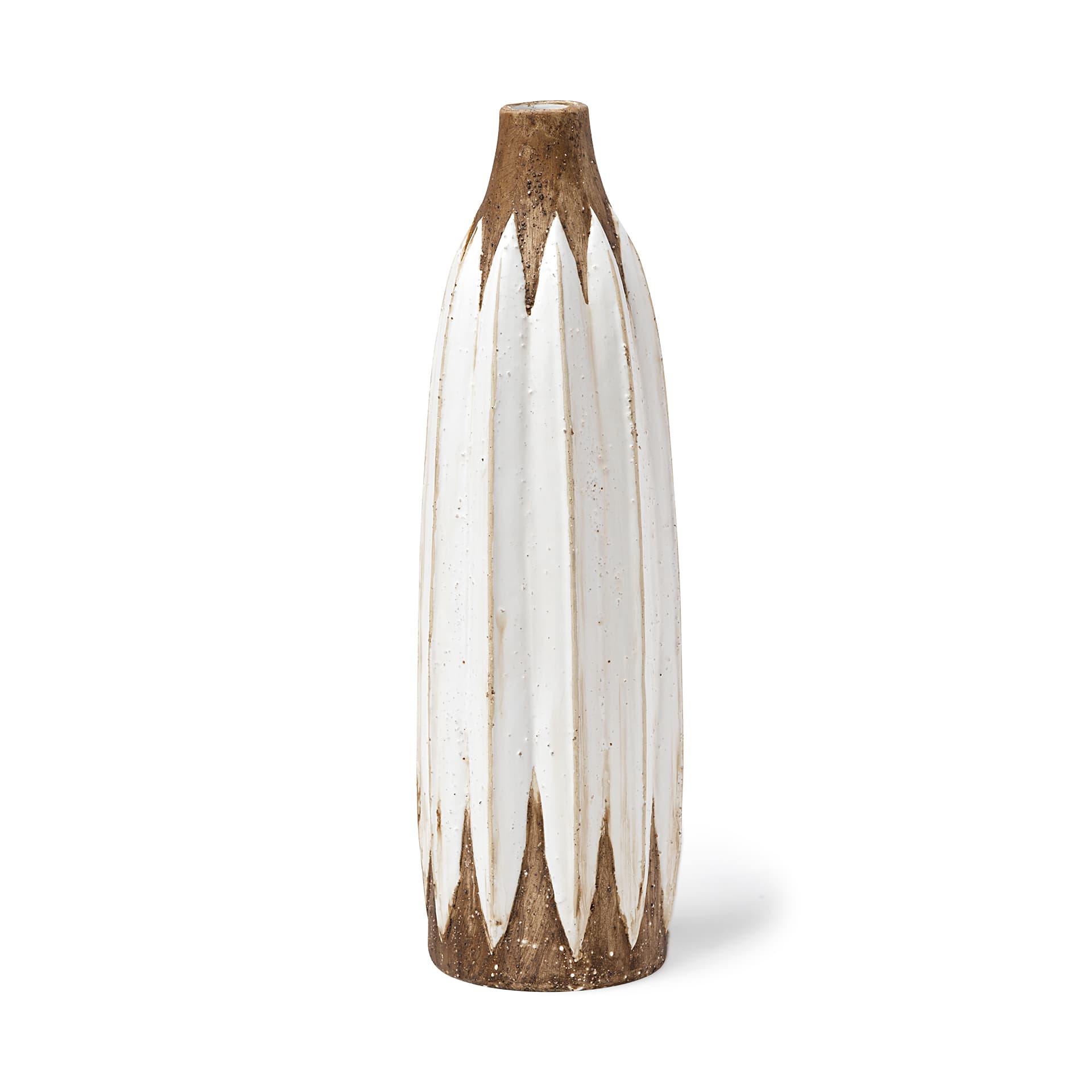 Sisko II Tall Rustic Brown White Ceramic Vase — product photograph