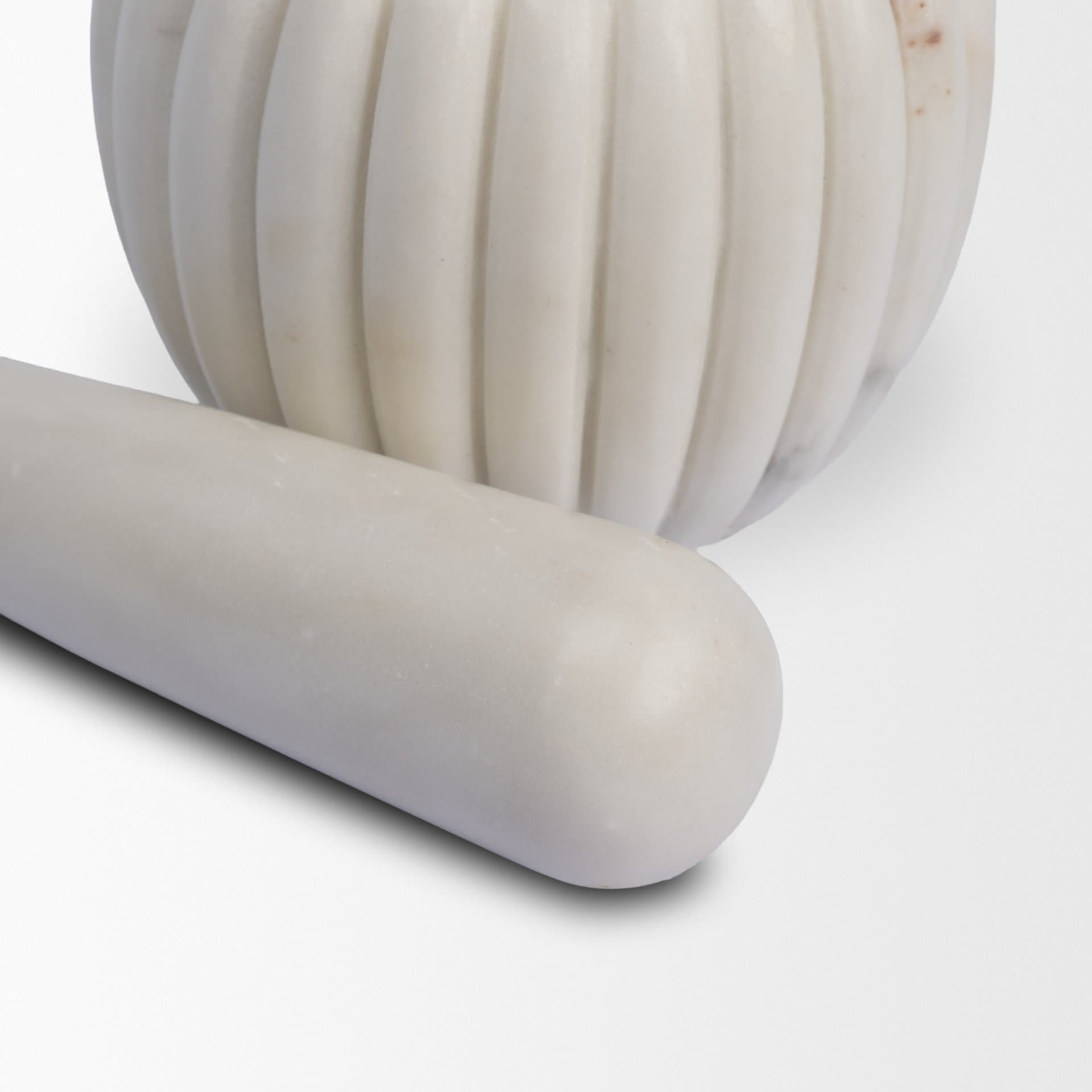 Cava Ribbed White Marble Mortar & Pestle — product photograph