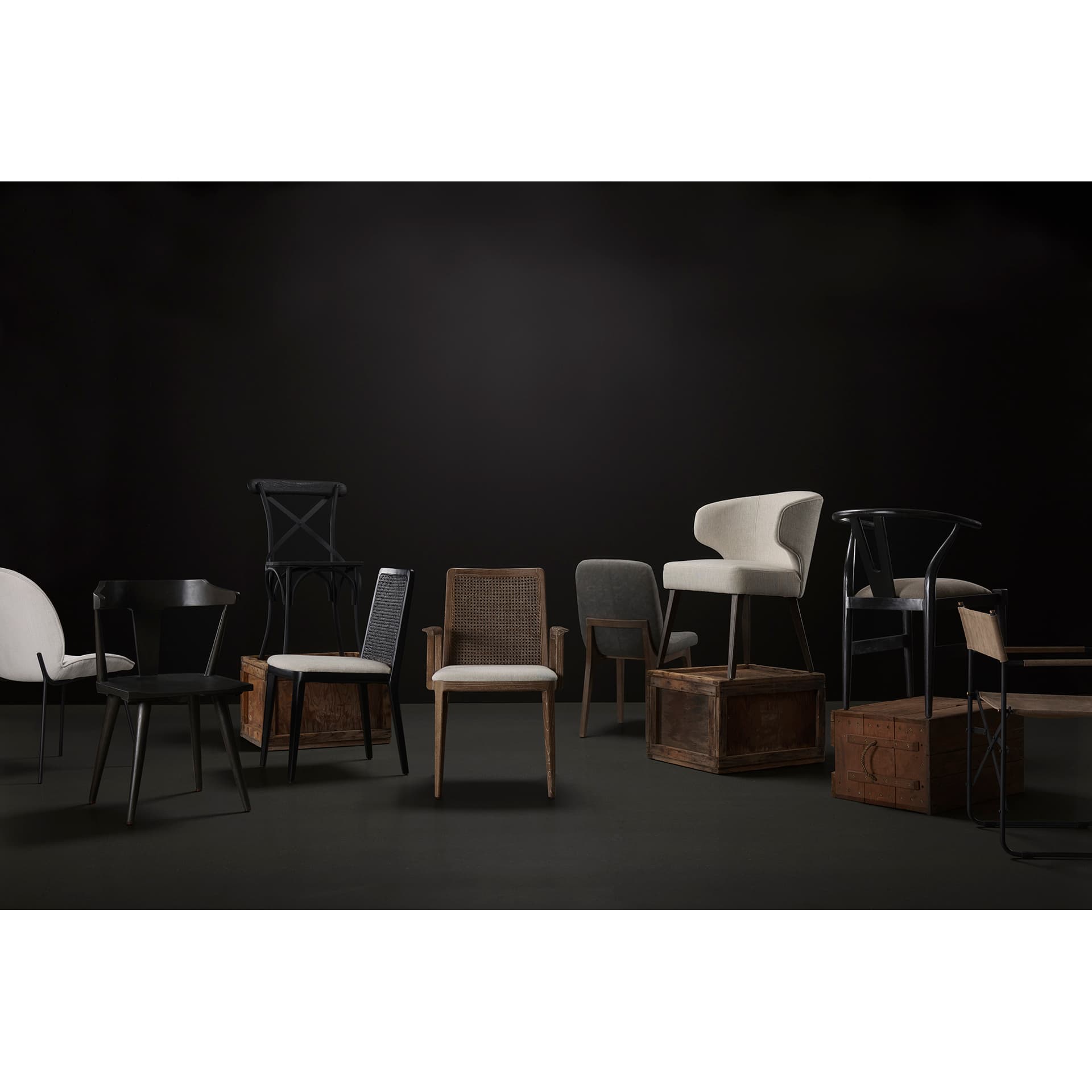 Trixie Curved Back Dining Arm Chair | Dark Taupe Fabric w/ Wooden — product photograph