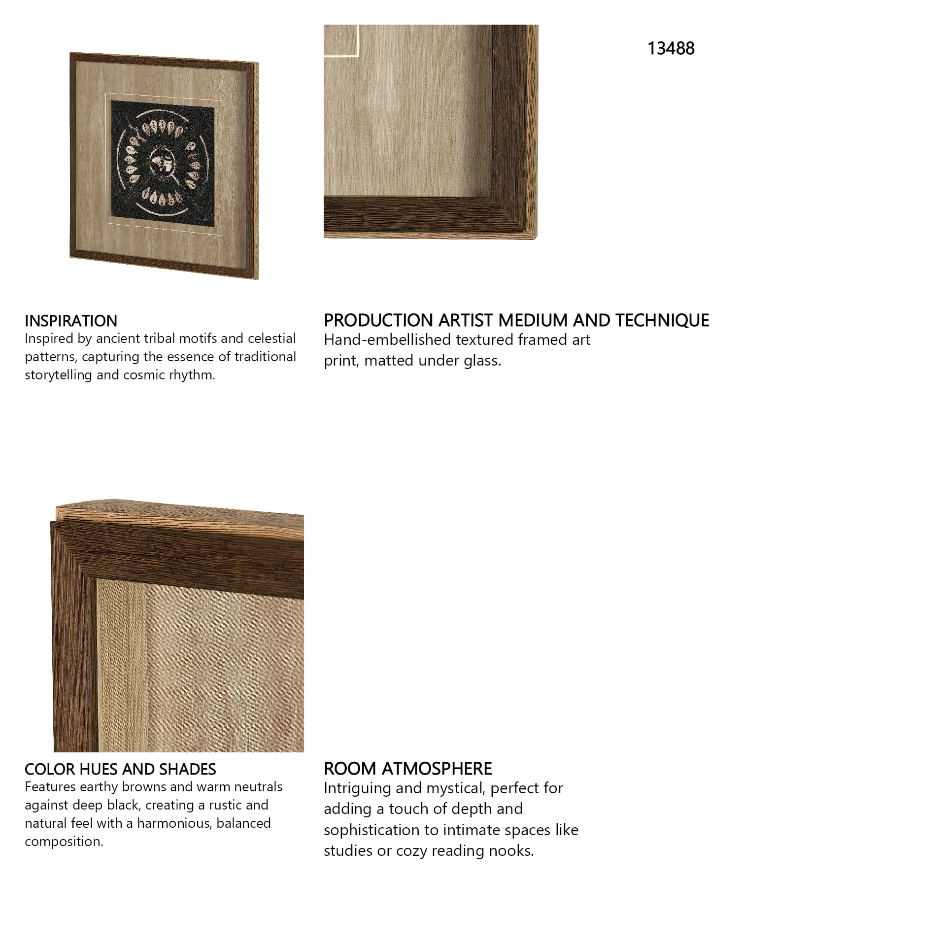 Sandpainting-Ink II by Mercana Studio Hand Embellished Textured Framed Art Print Matted under Glass — in a styled room